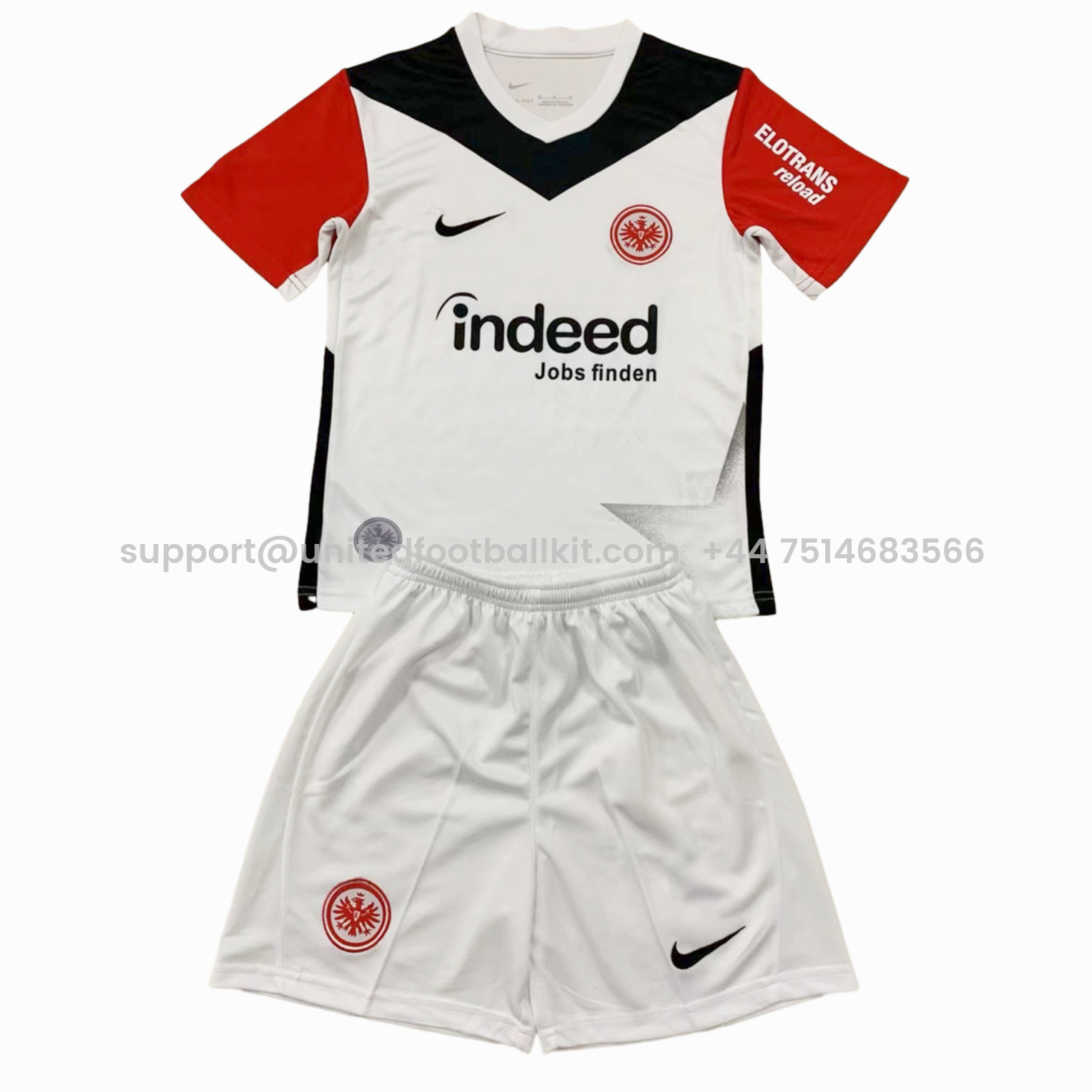 Unitedfootballkit.com | Frankfurt 24-25 Home Kids Kit -Customize Name, Number and Patch | Worldwide Shipping