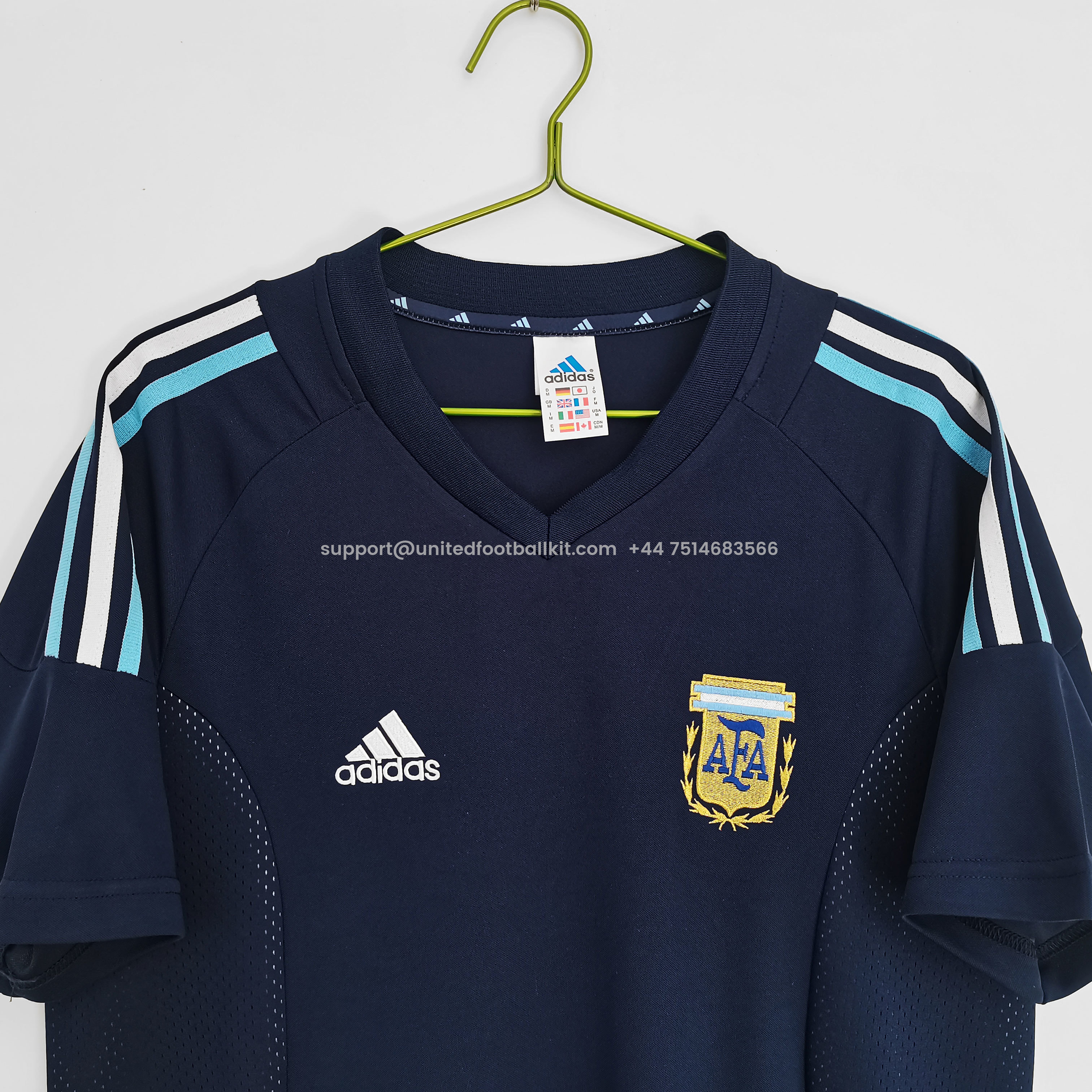 Unitedfootballkit.com | Retro Argentina 2002 Away Stadium Jersey -Customize Name, Number and Patch | Worldwide Shipping