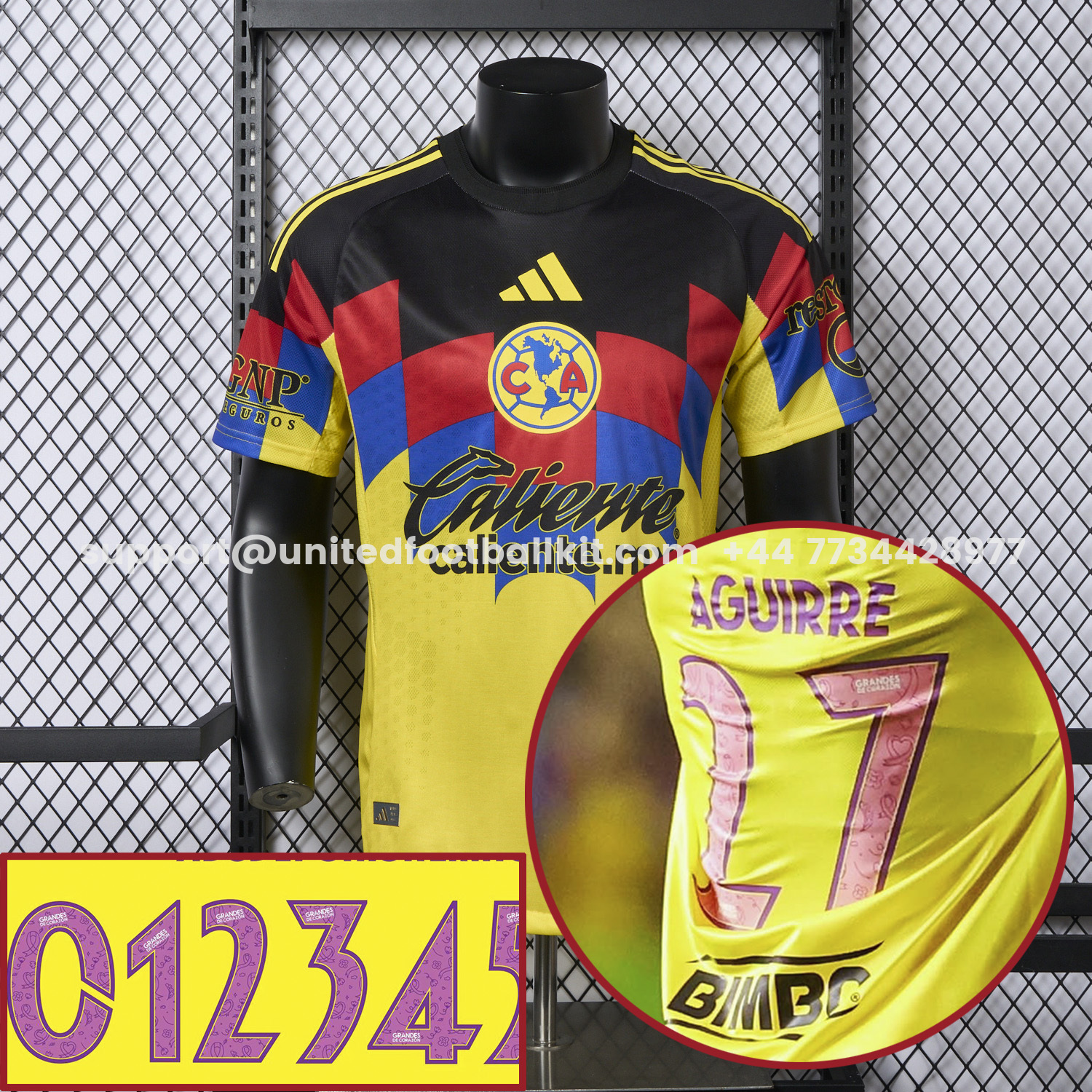 Unitedfootballkit.com | 【Pink Font】Club América 25-26 Home Yellow Jersey - Player Version -Customize Name, Number and Patch | Worldwide Shipping