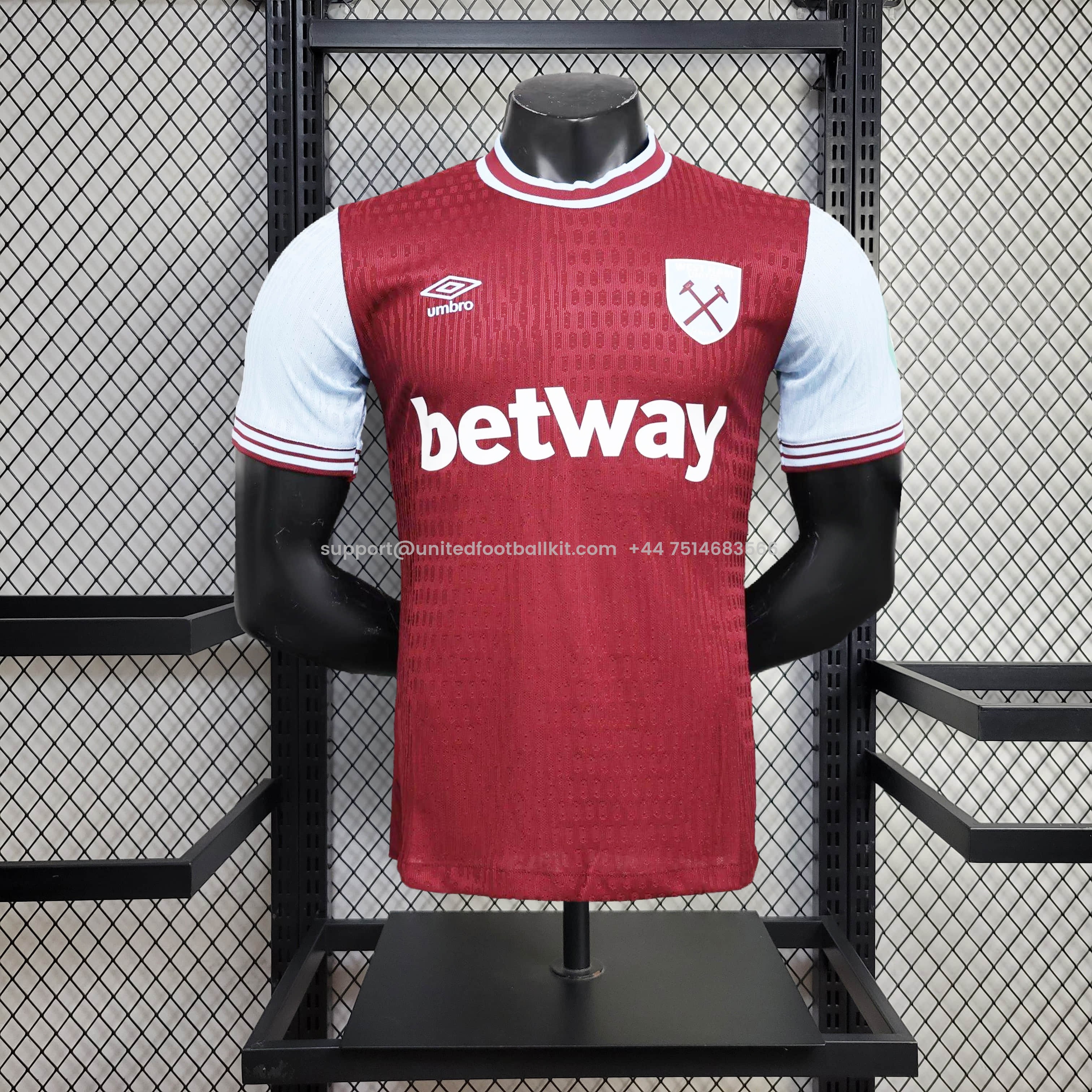 Unitedfootballkit.com | West Ham United 24-25 Home Stadium Jersey - Player Version -Customize Name, Number and Patch | Worldwide Shipping