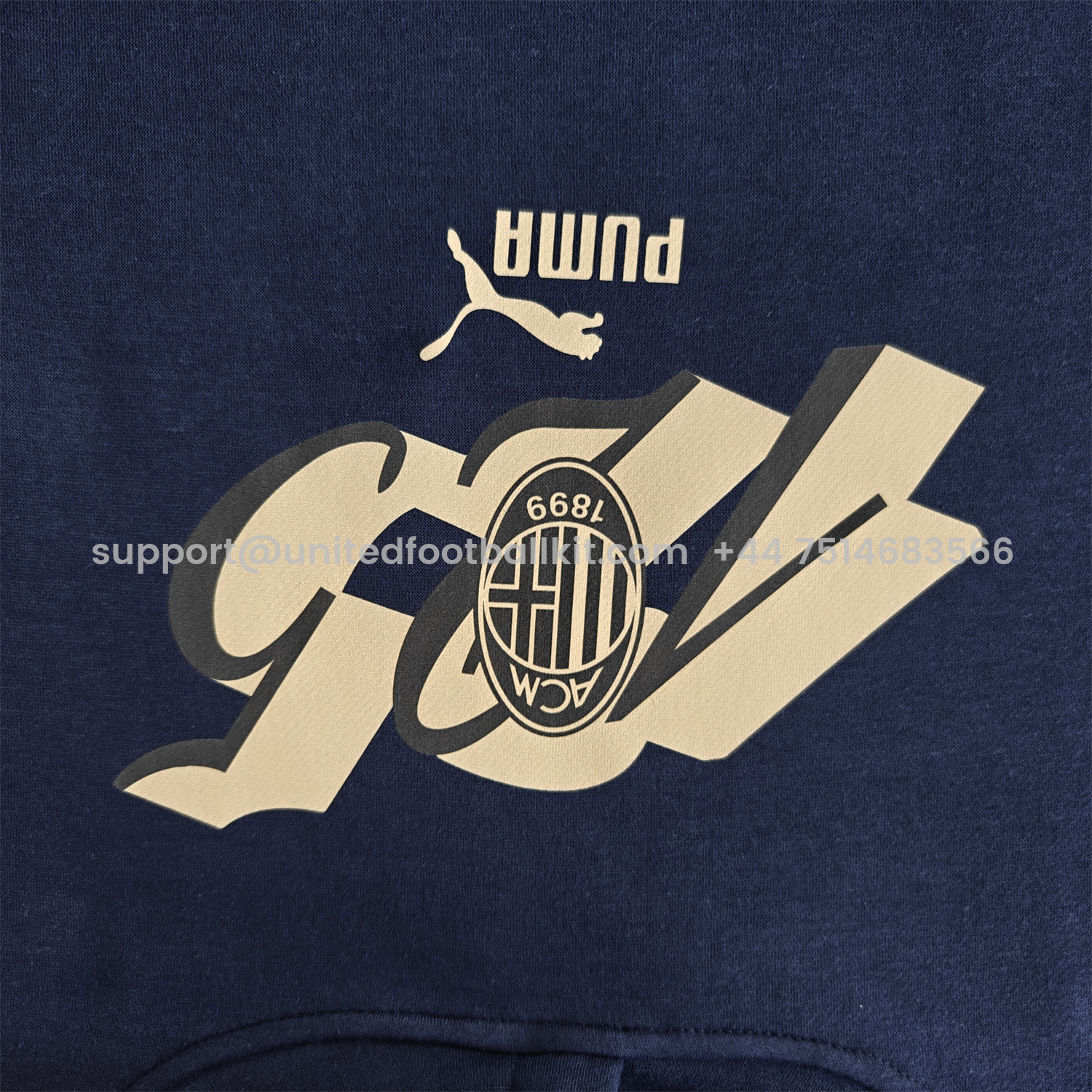Unitedfootballkit.com | AC Milan 24-25 125th Anniversary Speical Hoodie - Deep Blue -Customize Name, Number and Patch | Worldwide Shipping
