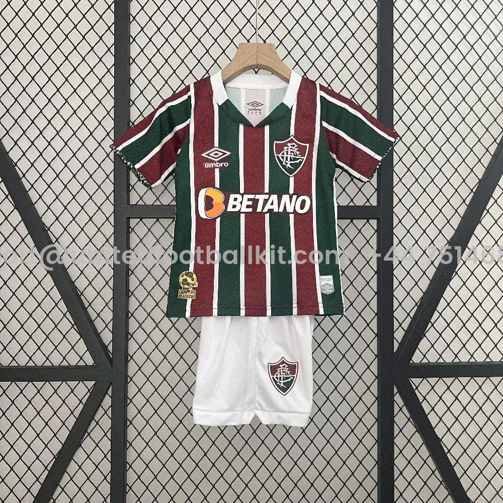 Unitedfootballkit.com | Fluminense 24-25 Home Kids Kit -Customize Name, Number and Patch | Worldwide Shipping