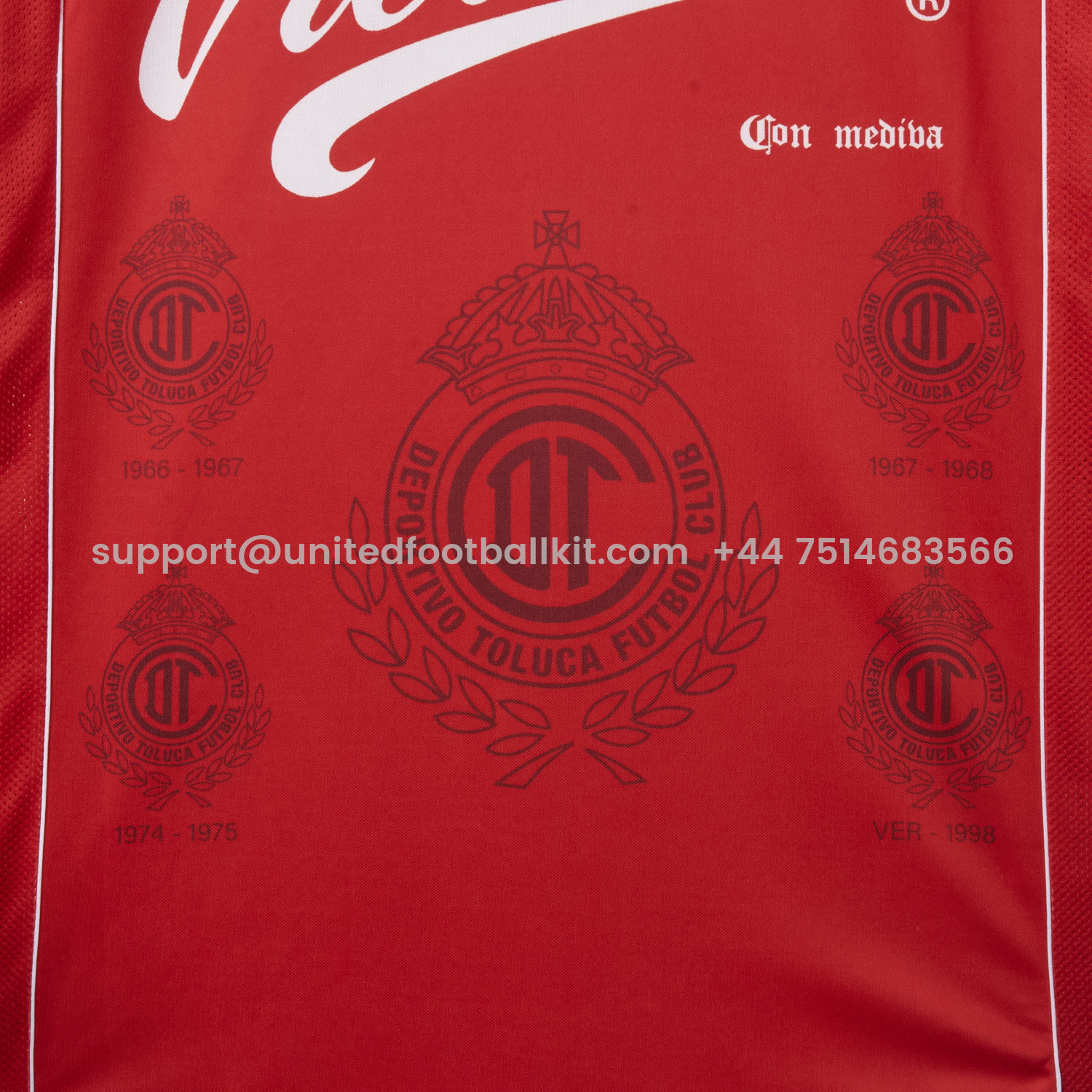 Unitedfootballkit.com | Retro Toluca 1998-99 Home Red Jersey -Customize Name, Number and Patch | Worldwide Shipping