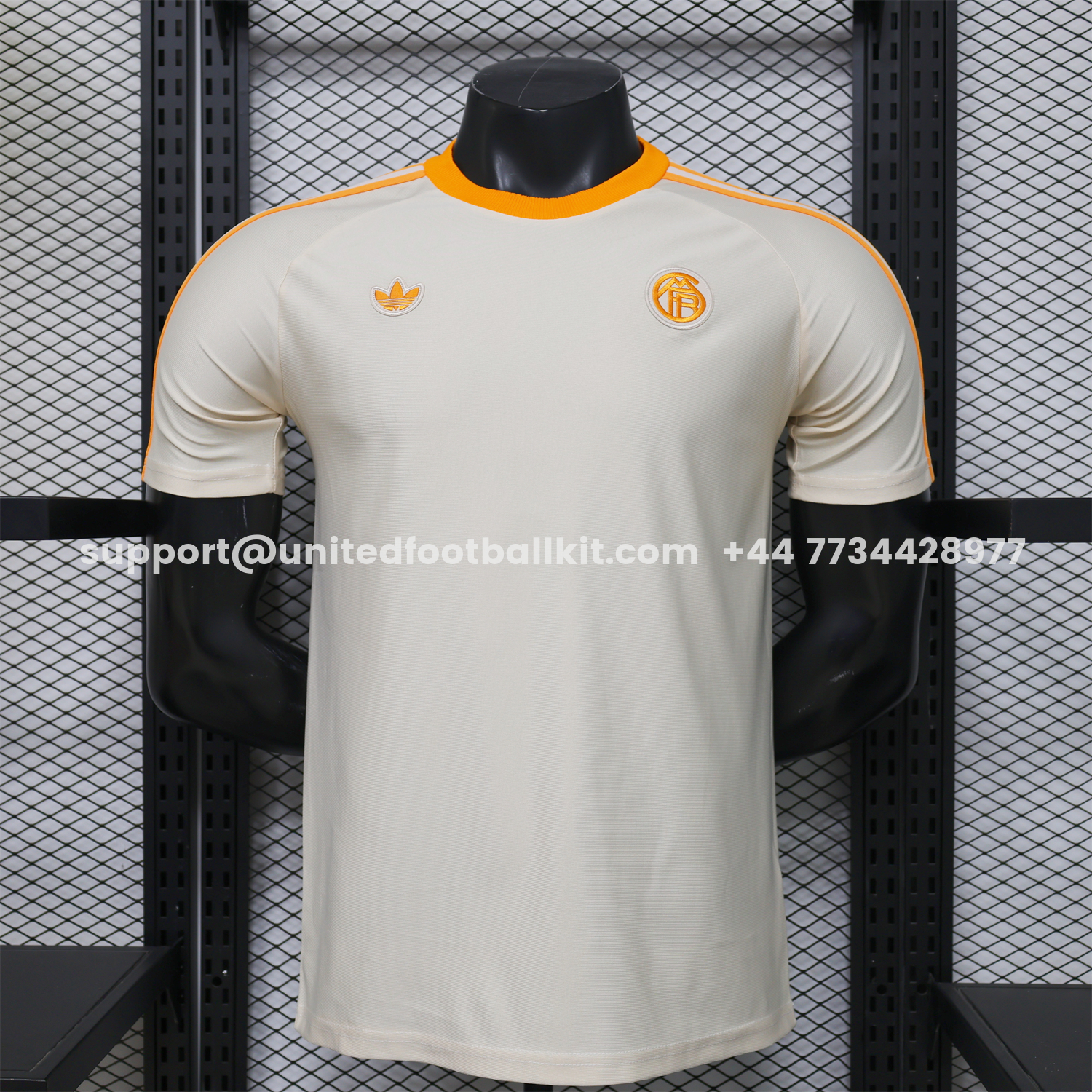 Unitedfootballkit.com | Bayern Munich 25-26 Off-white Casual Jersey - Player Version -Customize Name, Number and Patch | Worldwide Shipping