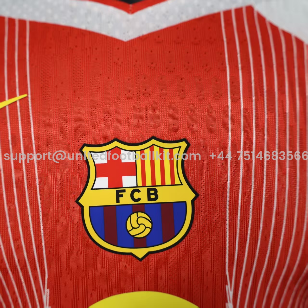 Unitedfootballkit.com | Barcelona 25-26 Red & White Big LOGO Special Jersey - Player Version -Customize Name, Number and Patch | Worldwide Shipping