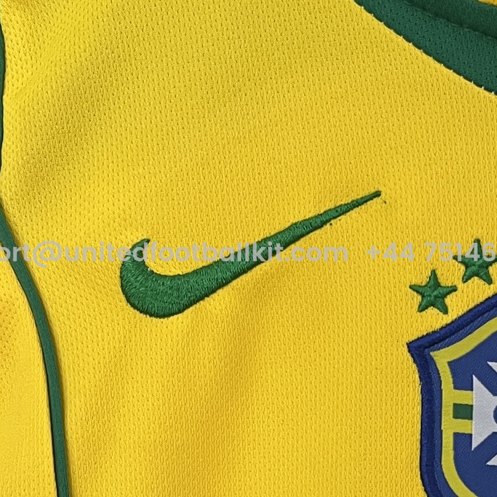 Unitedfootballkit.com | Retro Brazil 2004 Home Stadium Kids Kit -Customize Name, Number and Patch | Worldwide Shipping