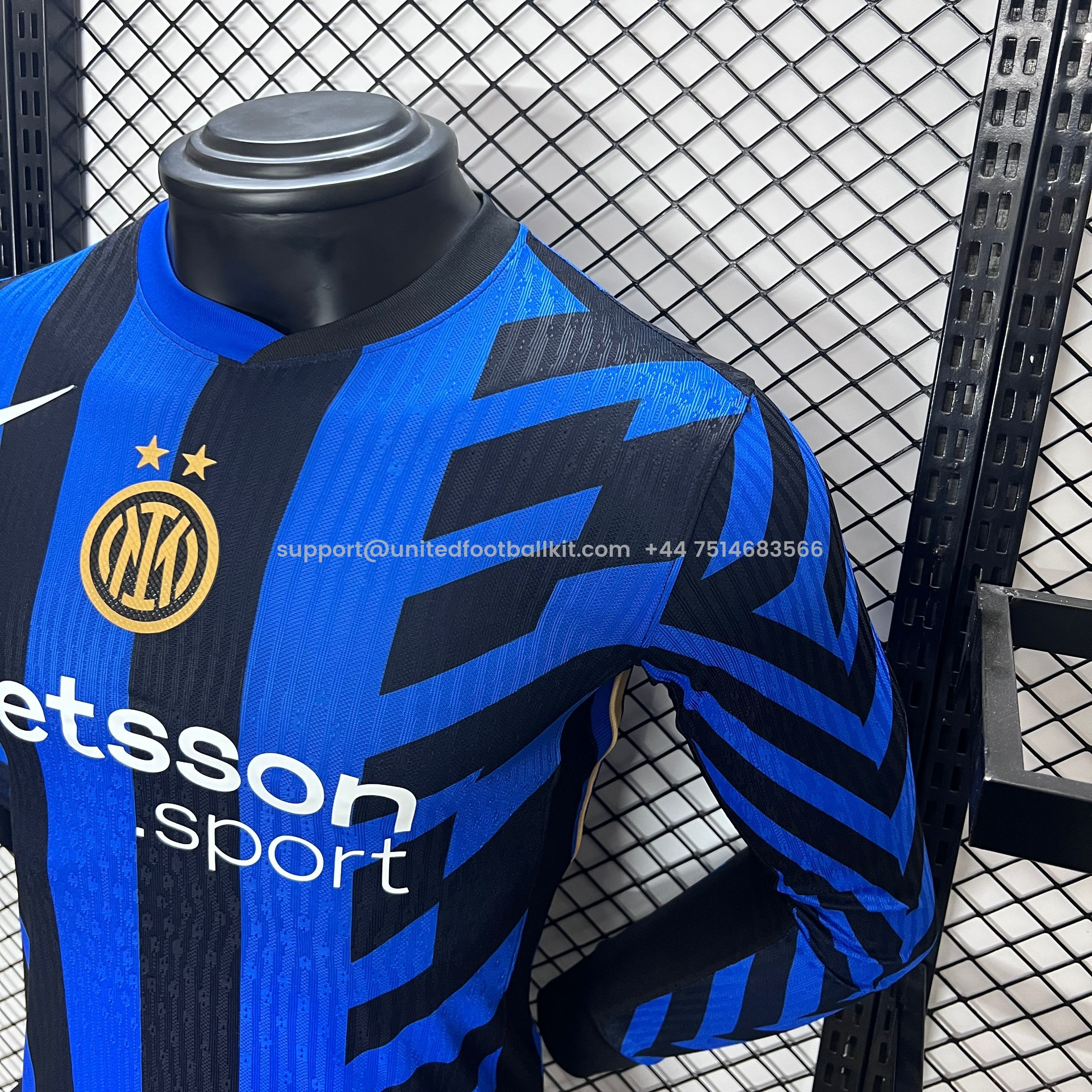 Unitedfootballkit.com | Inter Milan 24-25 Home Long Sleeve Jersey - Player Version -Customize Name, Number and Patch | Worldwide Shipping