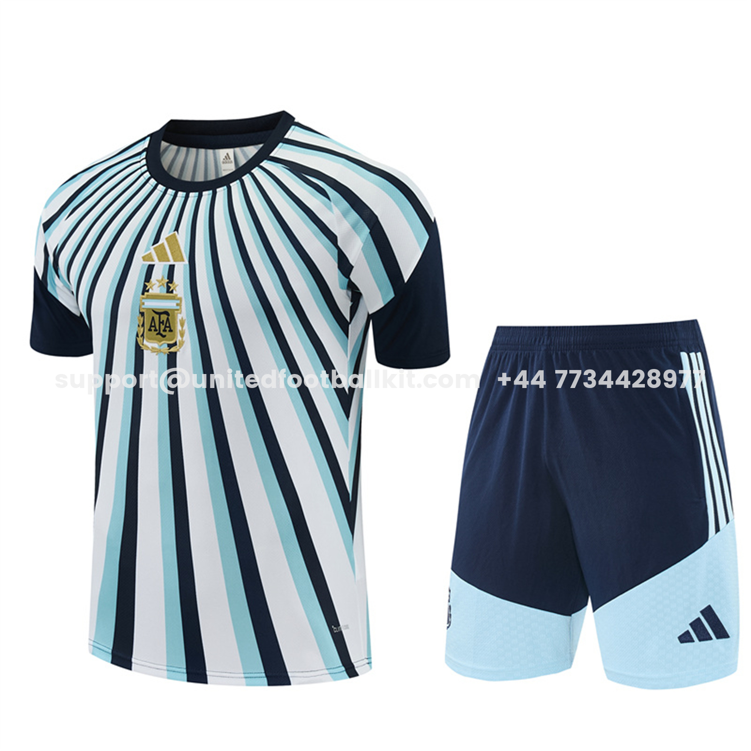 Unitedfootballkit.com | Argentina 2026 Short-Sleeve Training Set - Blue Rays Top and Blue Shorts -Customize Name, Number and Patch | Worldwide Shipping