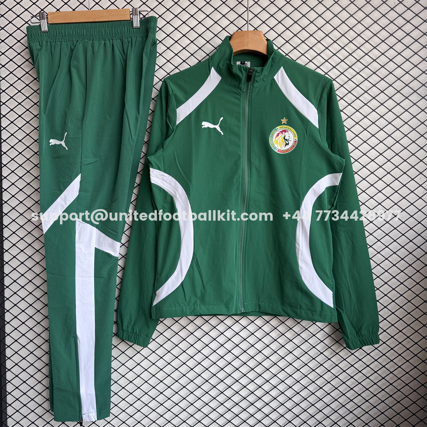 Unitedfootballkit.com | Senegal 2026 Windbreaker Training Set - Green Top and Pants -Customize Name, Number and Patch | Worldwide Shipping