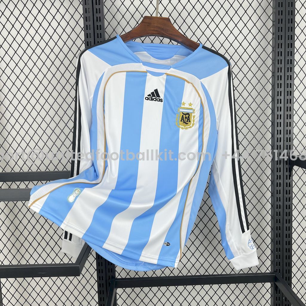 Unitedfootballkit.com | Retro Argentina 2006 Home Long Sleeves Jersey -Customize Name, Number and Patch | Worldwide Shipping