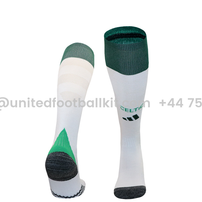 Unitedfootballkit.com | Celtic 24-25 Home Socks - White & Green -Customize Name, Number and Patch | Worldwide Shipping