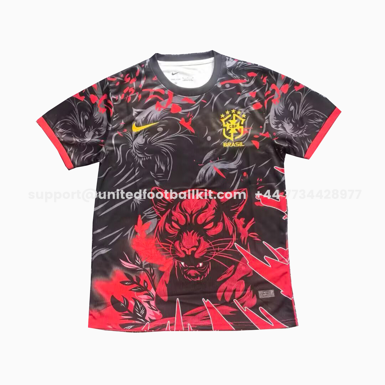 Unitedfootballkit.com | Brazil 25-26 Leopard Red And Black Jersey - Fans Version -Customize Name, Number and Patch | Worldwide Shipping