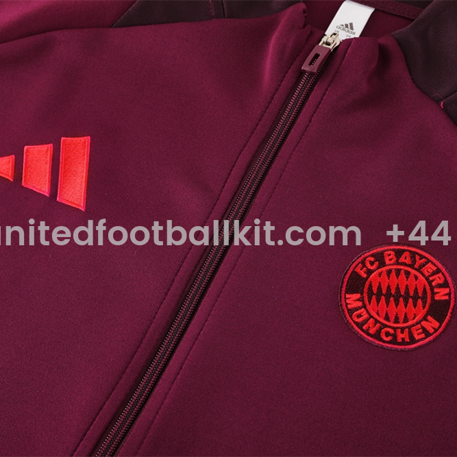 Unitedfootballkit.com | Bayern Munich 24-25 Jacket Training Tracksuit - Claret Red -Customize Name, Number and Patch | Worldwide Shipping