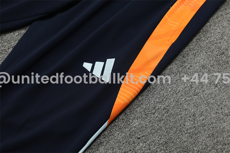 Unitedfootballkit.com | Real Madrid 24-25 Long Sleeve Training Set - Blue & Orange -Customize Name, Number and Patch | Worldwide Shipping