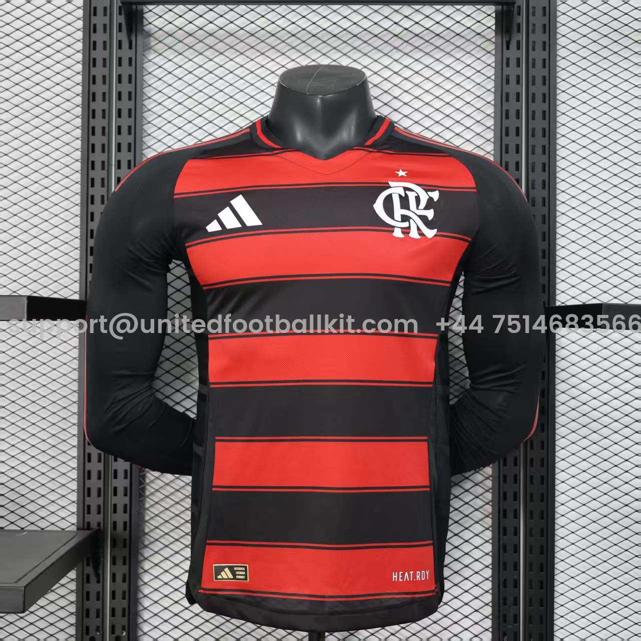 Unitedfootballkit.com | Flamengo 25-26 Home Long Sleeves Unsponsored Jersey - Player Version -Customize Name, Number and Patch | Worldwide Shipping