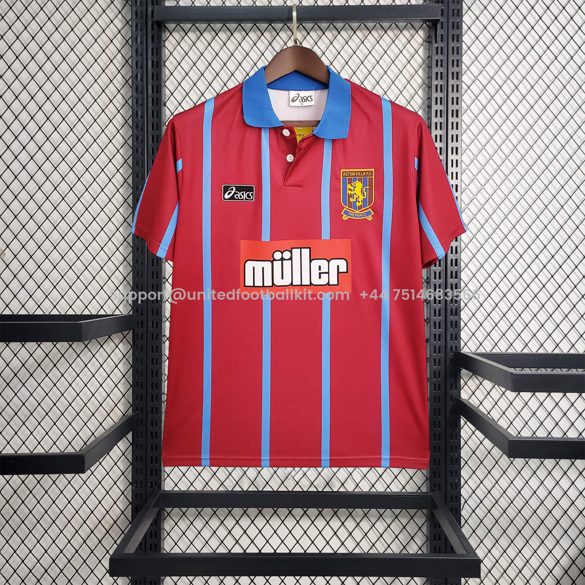 Unitedfootballkit.com | Retro Aston Villa 1993-95 Home Stadium Jersey -Customize Name, Number and Patch | Worldwide Shipping