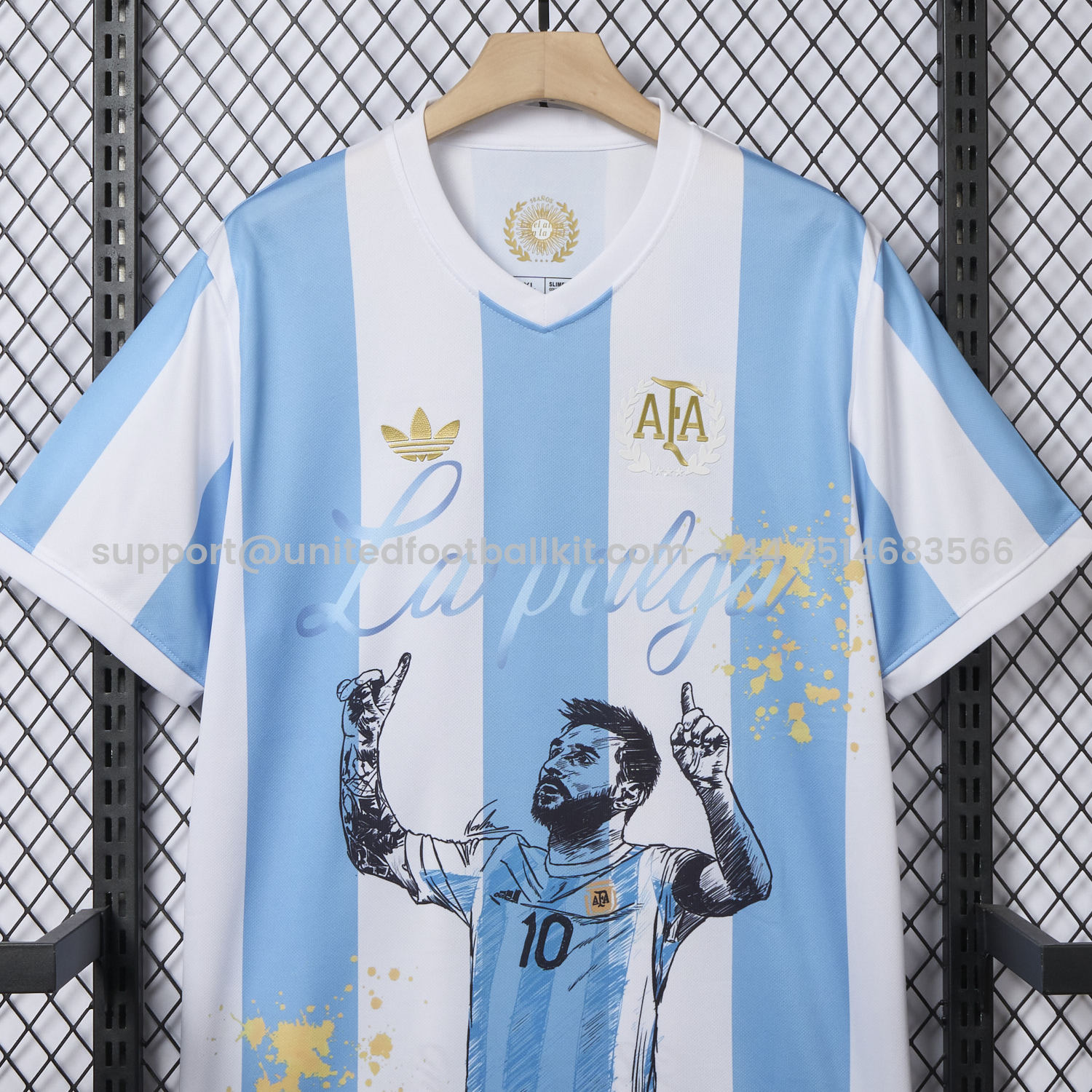 Unitedfootballkit.com | Argentina 25-26 50th Anniversary Messi Graffiti Special Jersey - Fans Version -Customize Name, Number and Patch | Worldwide Shipping