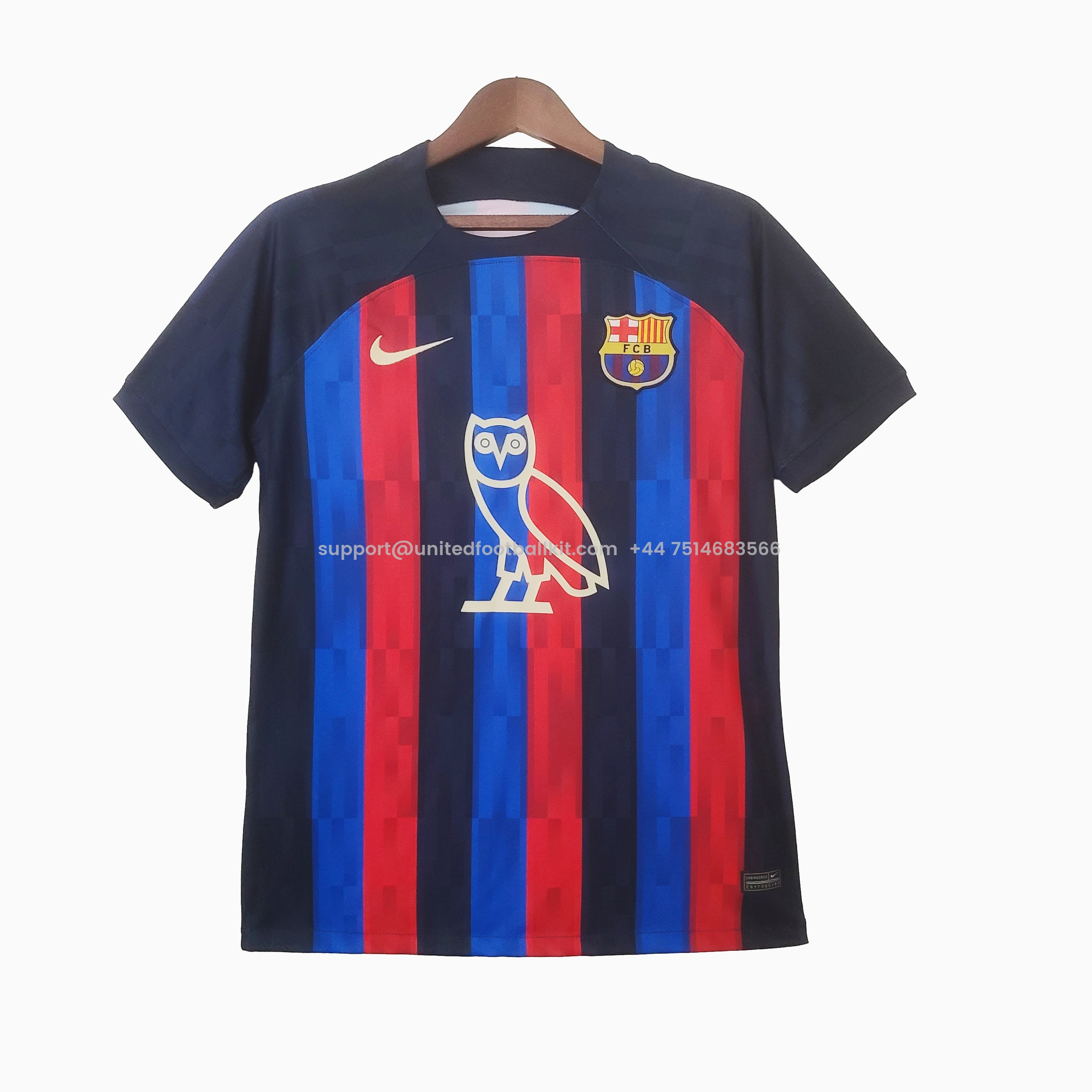 Unitedfootballkit.com | Barcelona 22-23 Owl Sponsor Special Edition Jersey - Fans Version -Customize Name, Number and Patch | Worldwide Shipping