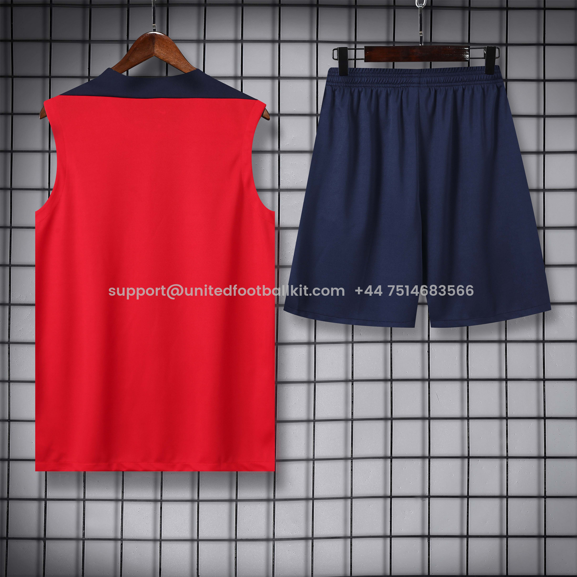 Unitedfootballkit.com | Atletico Madrid 24-25 Vest Training Set - Red -Customize Name, Number and Patch | Worldwide Shipping