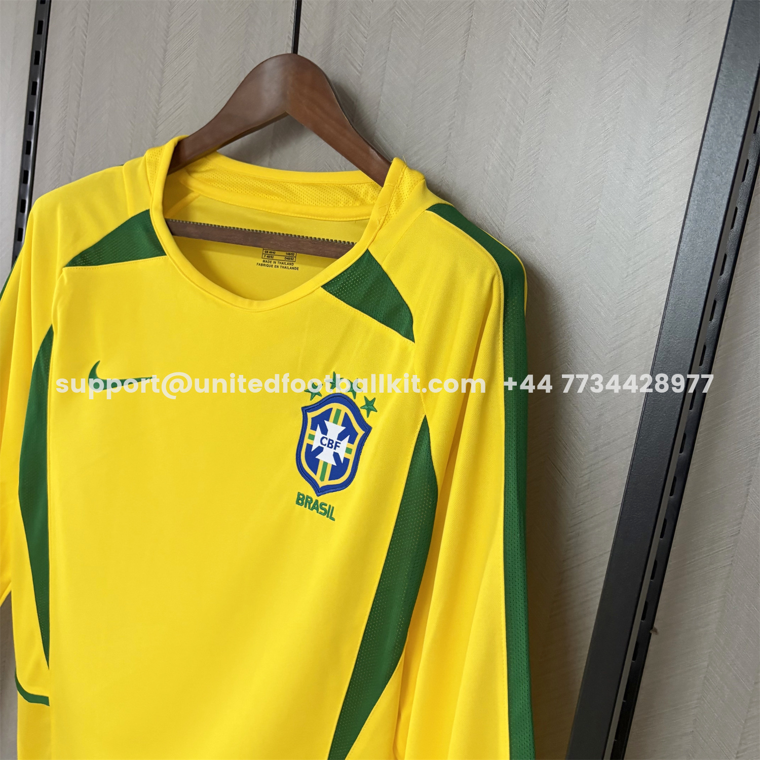 Unitedfootballkit.com | Retro Brazil 2002 Home Long Sleeves Jersey -Customize Name, Number and Patch | Worldwide Shipping