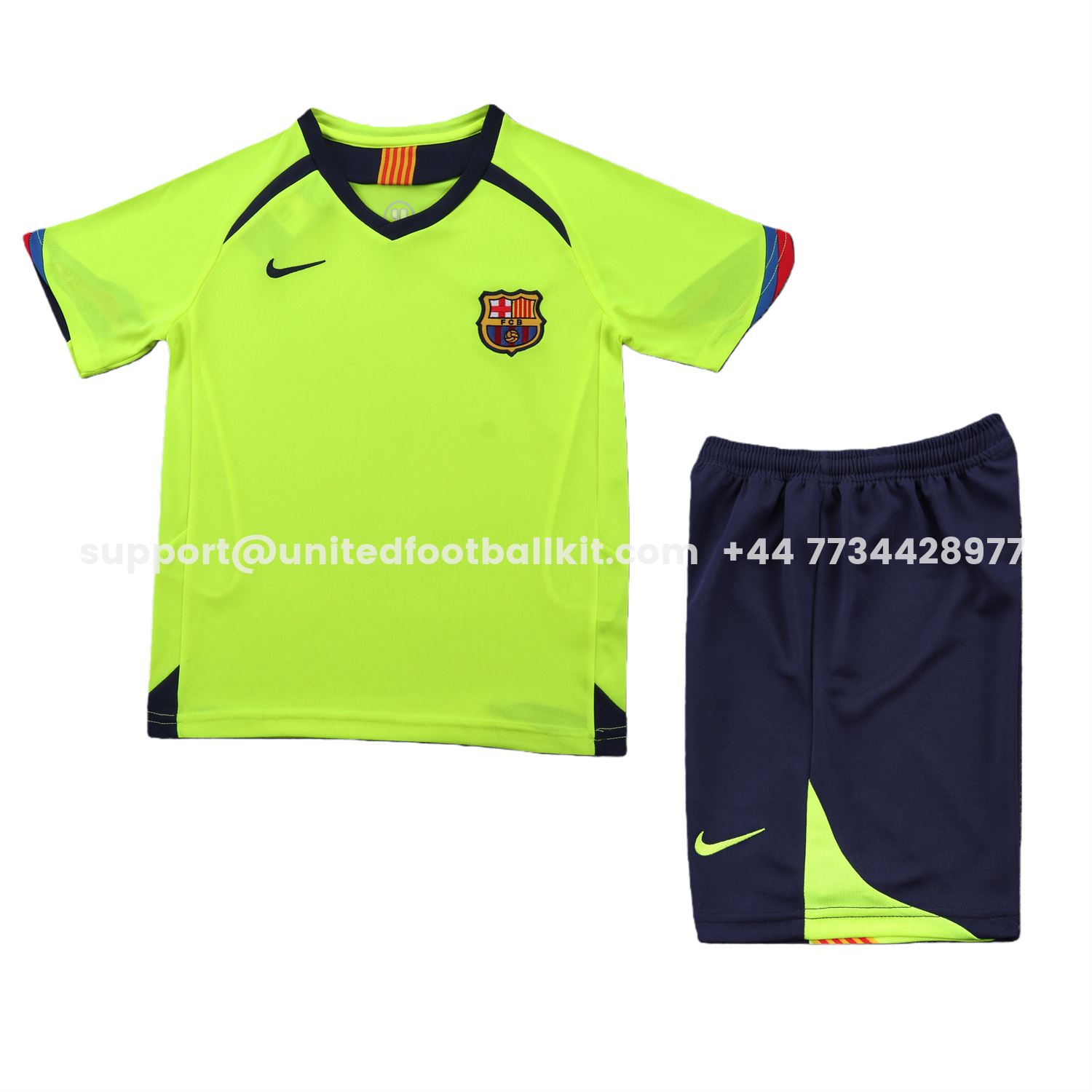 Unitedfootballkit.com | Retro Barcelona 2005-06 Away Kids Kit -Customize Name, Number and Patch | Worldwide Shipping