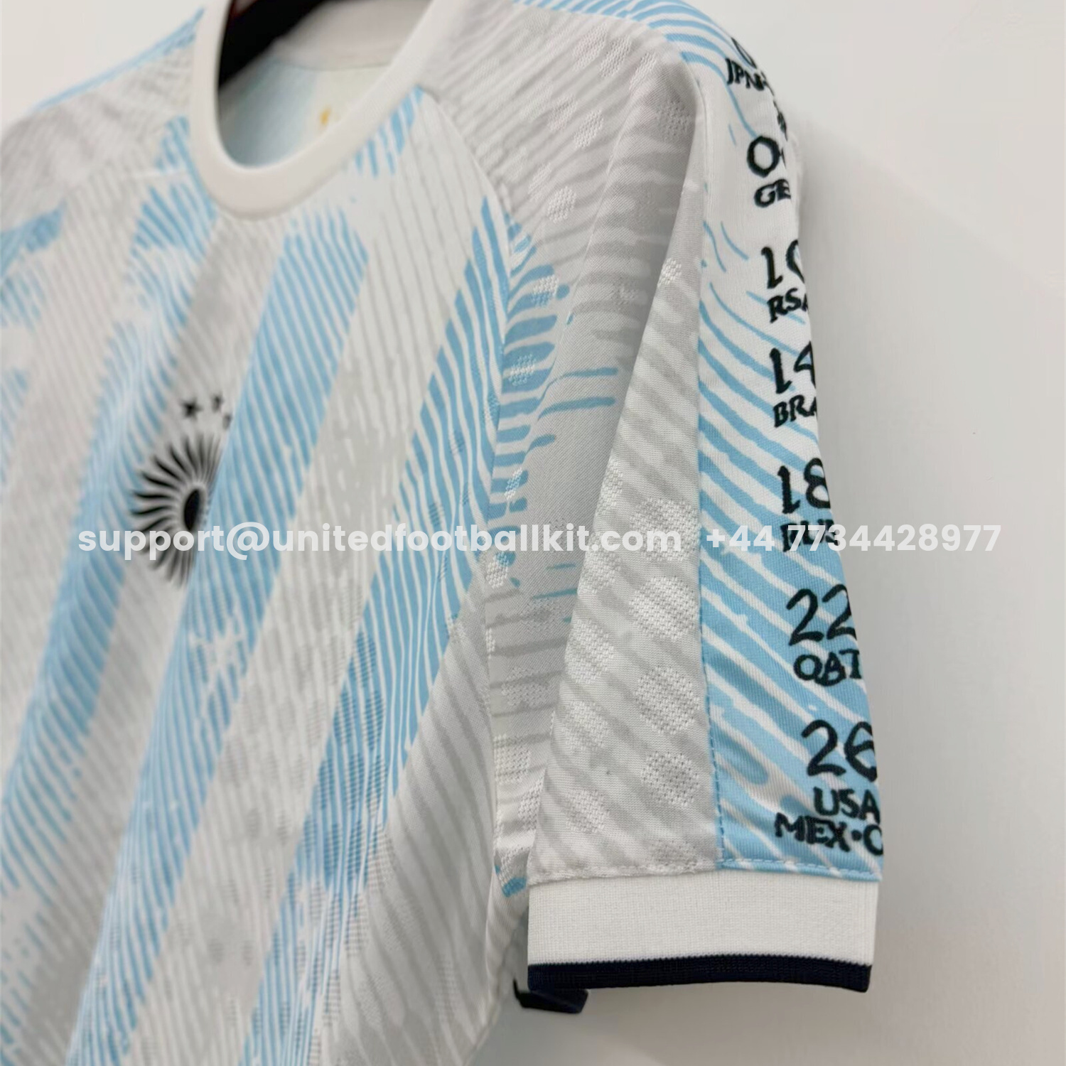 Unitedfootballkit.com | Argentina 2026 COMMA Blue White Messi Special Jersey - Fans Version -Customize Name, Number and Patch | Worldwide Shipping