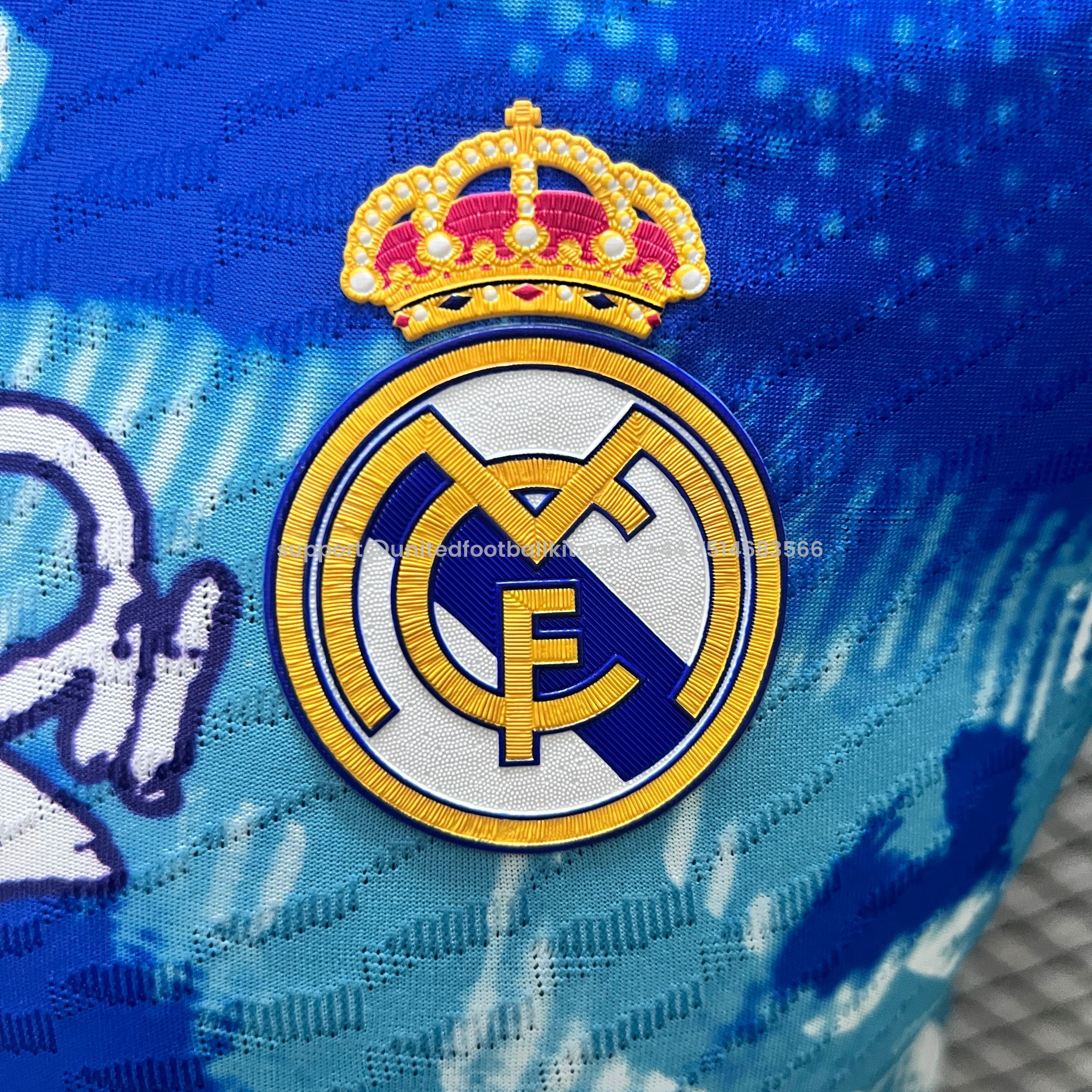 Unitedfootballkit.com | Real Madrid 24-25 Blue Watercolor Special Edition Jersey - Player Version -Customize Name, Number and Patch | Worldwide Shipping