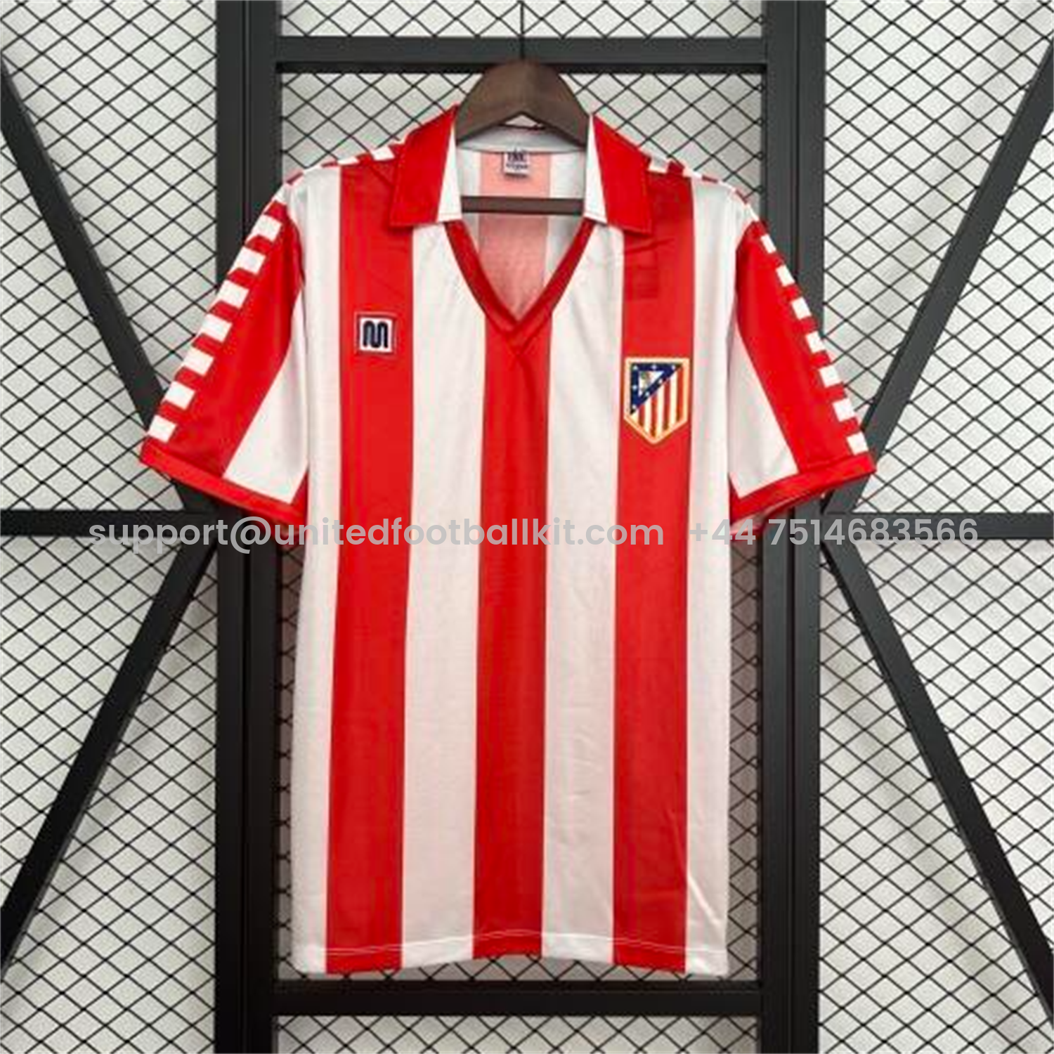Unitedfootballkit.com | Retro Atletico Madrid 1982-83 Home Jersey -Customize Name, Number and Patch | Worldwide Shipping