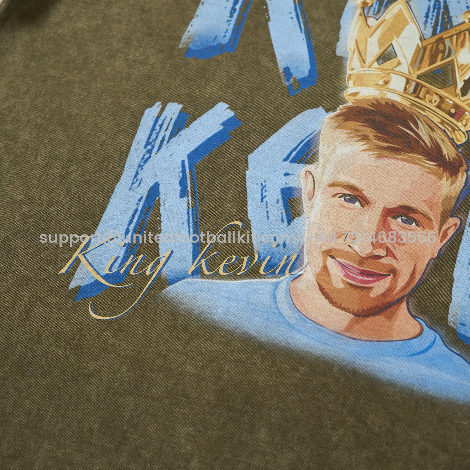 Unitedfootballkit.com | Manchester City Kevin De Bruyne King Oversized Washed T-Shirt -Customize Name, Number and Patch | Worldwide Shipping