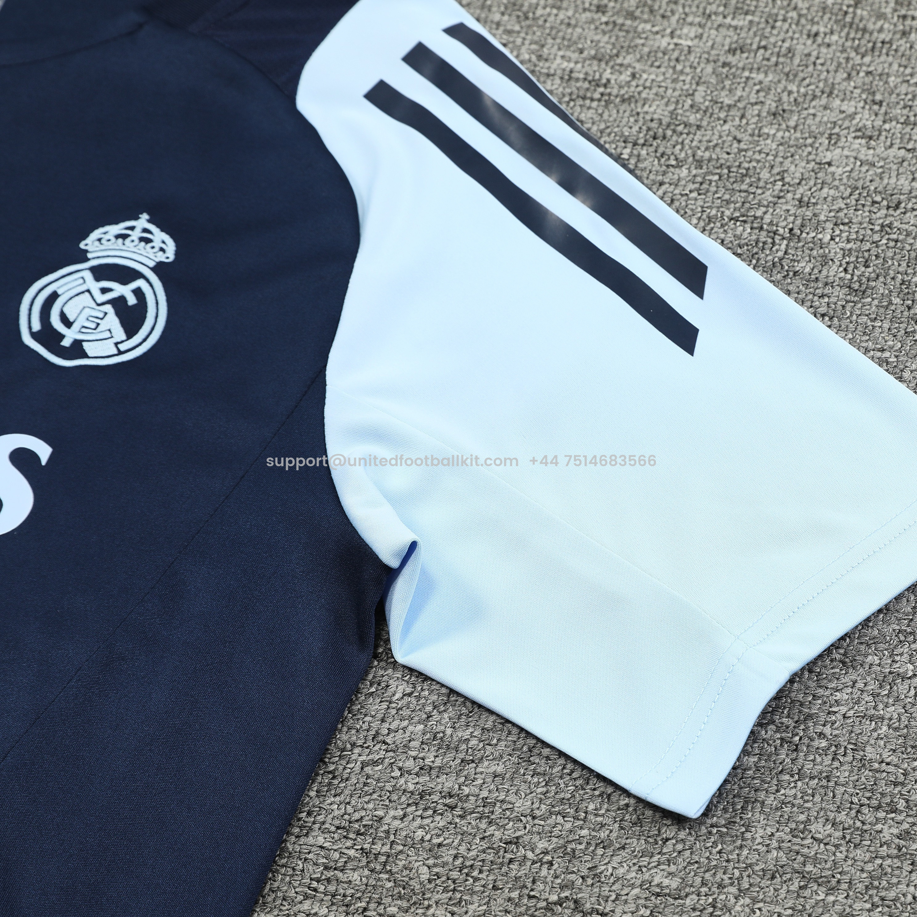 Unitedfootballkit.com | Real Madrid 24-25 Short-Sleeve Training Set - Royal Blue Top & Shorts -Customize Name, Number and Patch | Worldwide Shipping