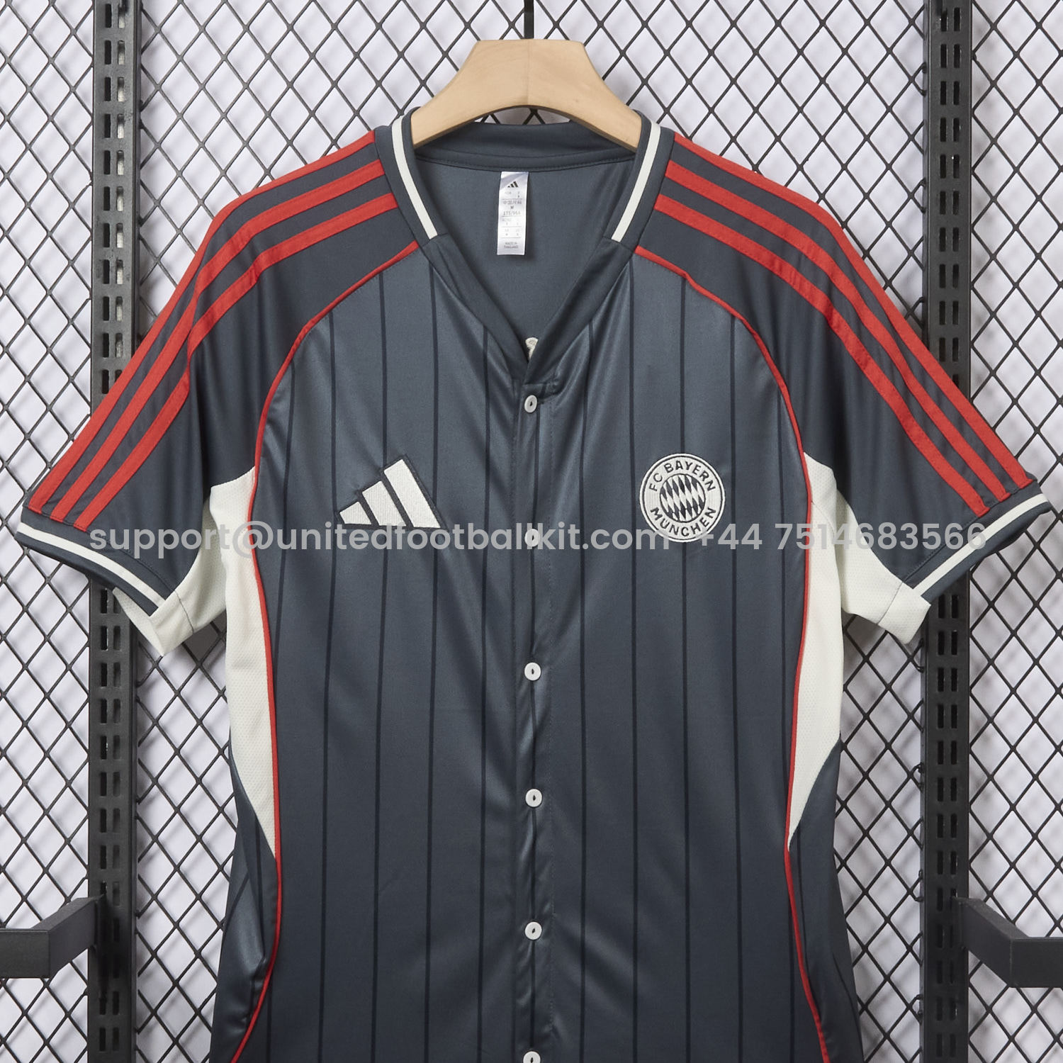 Unitedfootballkit.com | Bayern Munich 25-26 Deep Grey Baseball Jersey -Customize Name, Number and Patch | Worldwide Shipping
