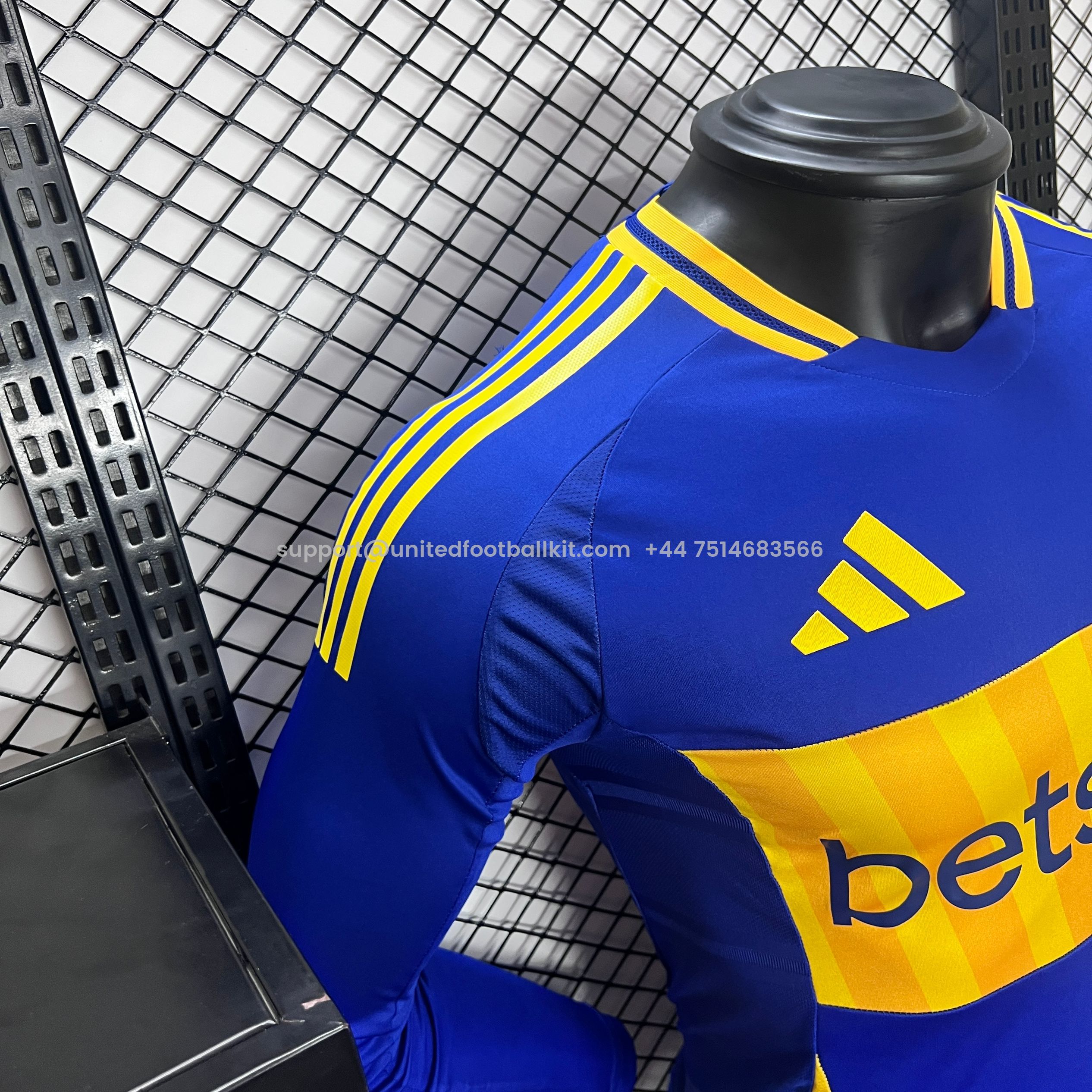 Unitedfootballkit.com | Boca Juniors 24-25 Home Long Sleeve Jersey - Player Version -Customize Name, Number and Patch | Worldwide Shipping