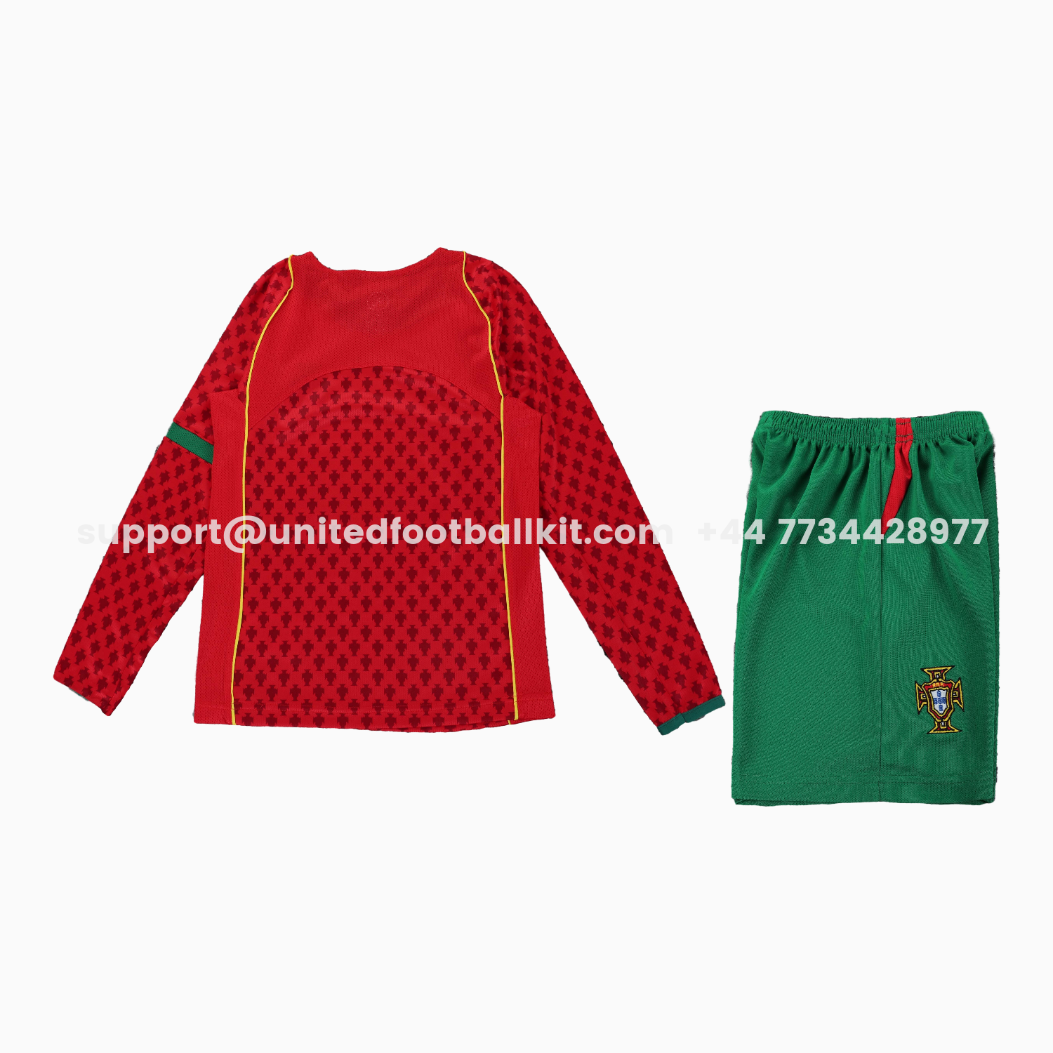 Unitedfootballkit.com | Retro Portugal 2004 Home Long Sleeves Kids Kit -Customize Name, Number and Patch | Worldwide Shipping