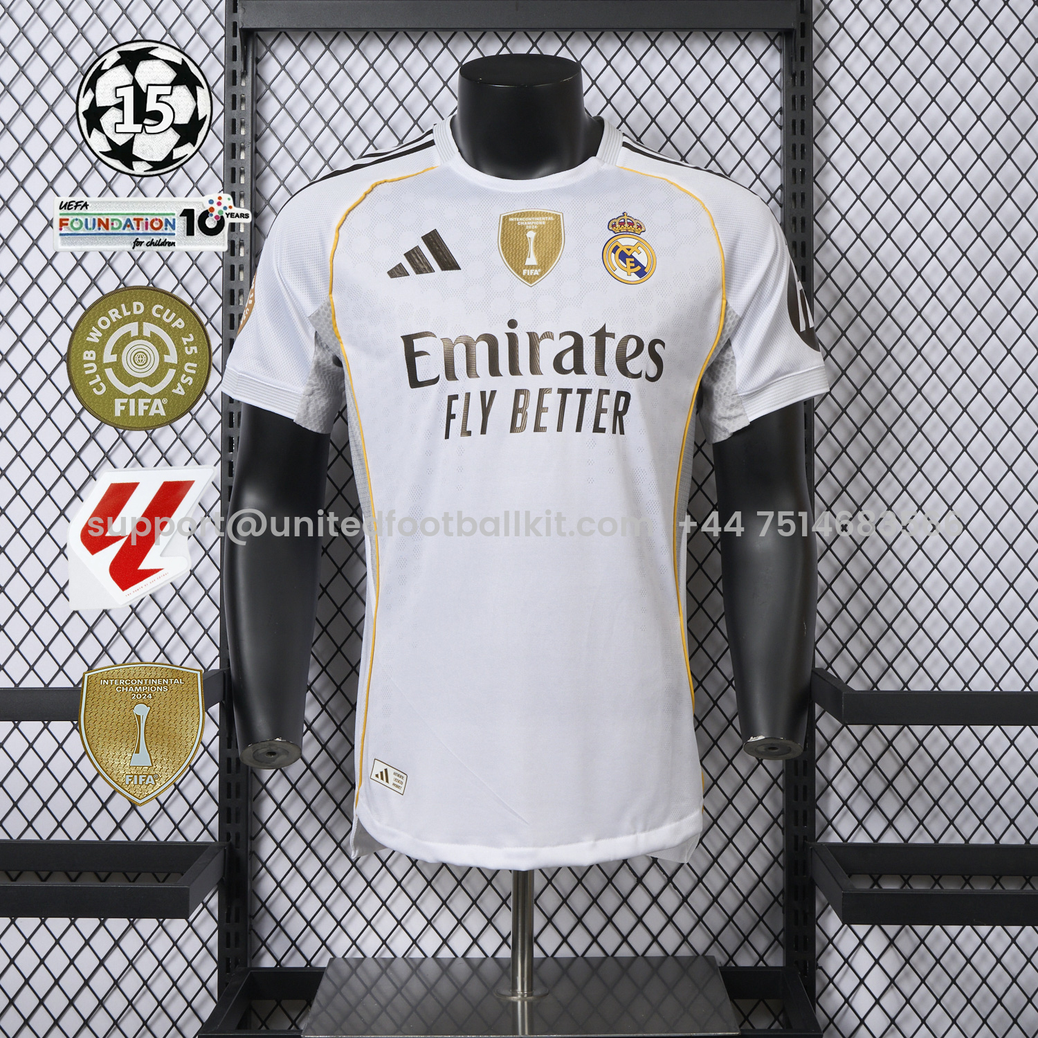 Unitedfootballkit.com | Real Madrid 25-26 Home White Jersey - Player Version -Customize Name, Number and Patch | Worldwide Shipping