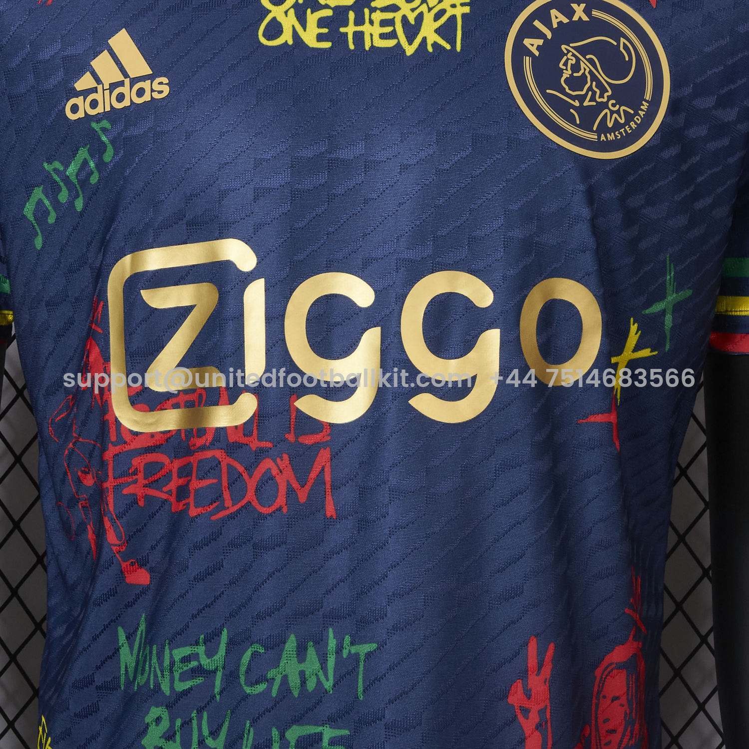 Unitedfootballkit.com | Ajax x B-O-B Marly 2025-26 40th Blue Special Edition Jersey - Player Version -Customize Name, Number and Patch | Worldwide Shipping