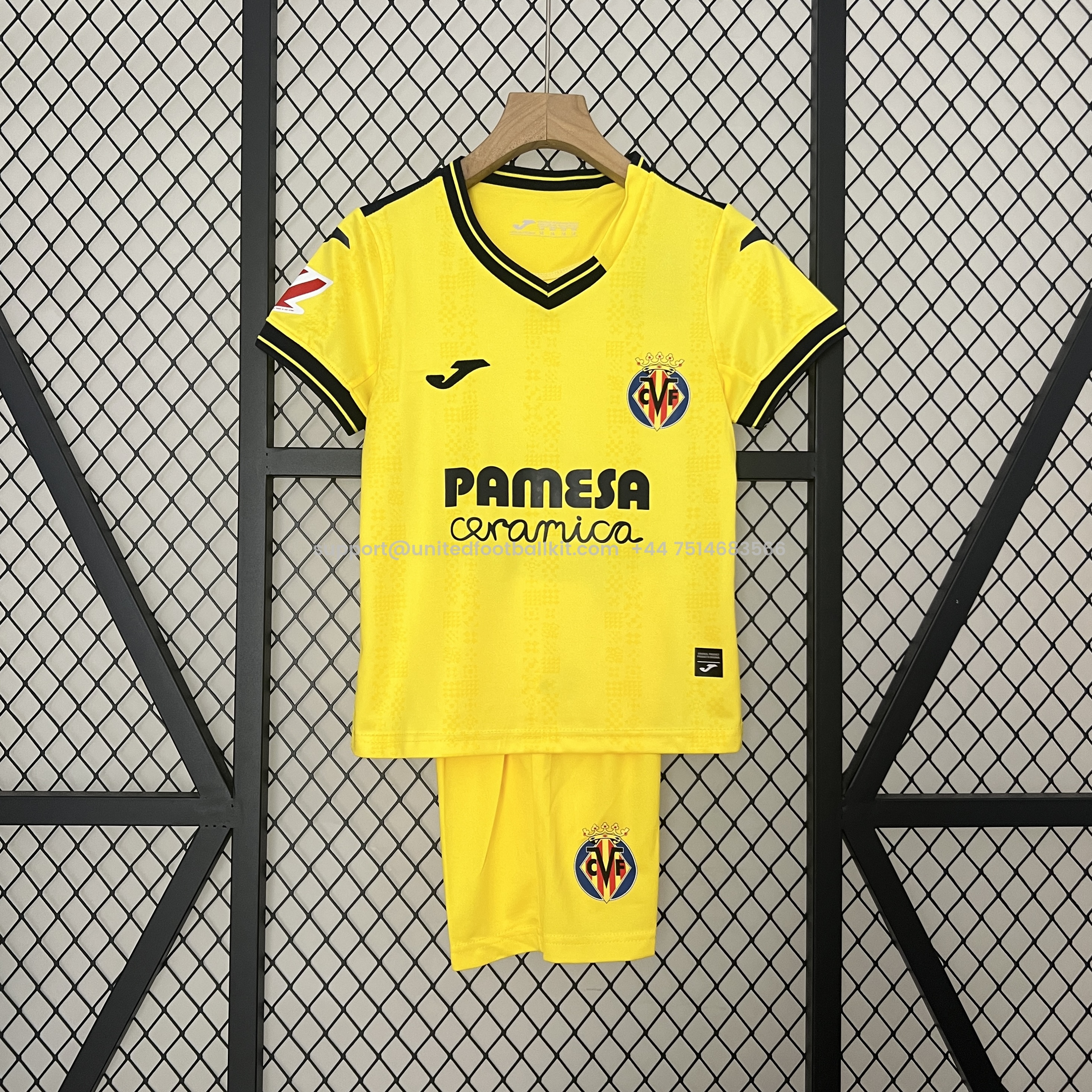 Unitedfootballkit.com | Villarreal 24-25 Home Stadium Kids Kit -Customize Name, Number and Patch | Worldwide Shipping