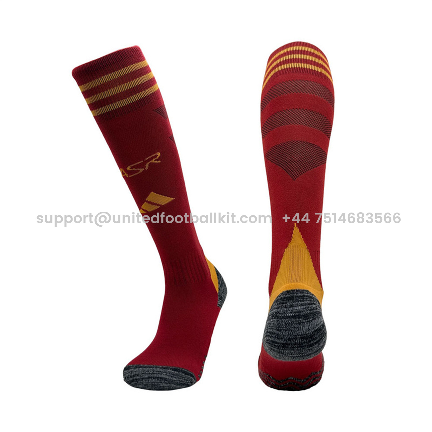 Unitedfootballkit.com | AS Roma 25-26 Home Socks - Red -Customize Name, Number and Patch | Worldwide Shipping