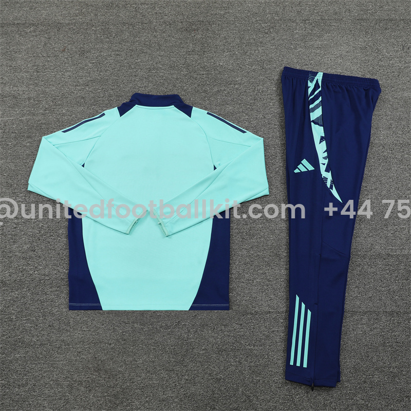 Unitedfootballkit.com | Manchester United 24-25 Long Sleeve Training Set - Lake Blue -Customize Name, Number and Patch | Worldwide Shipping