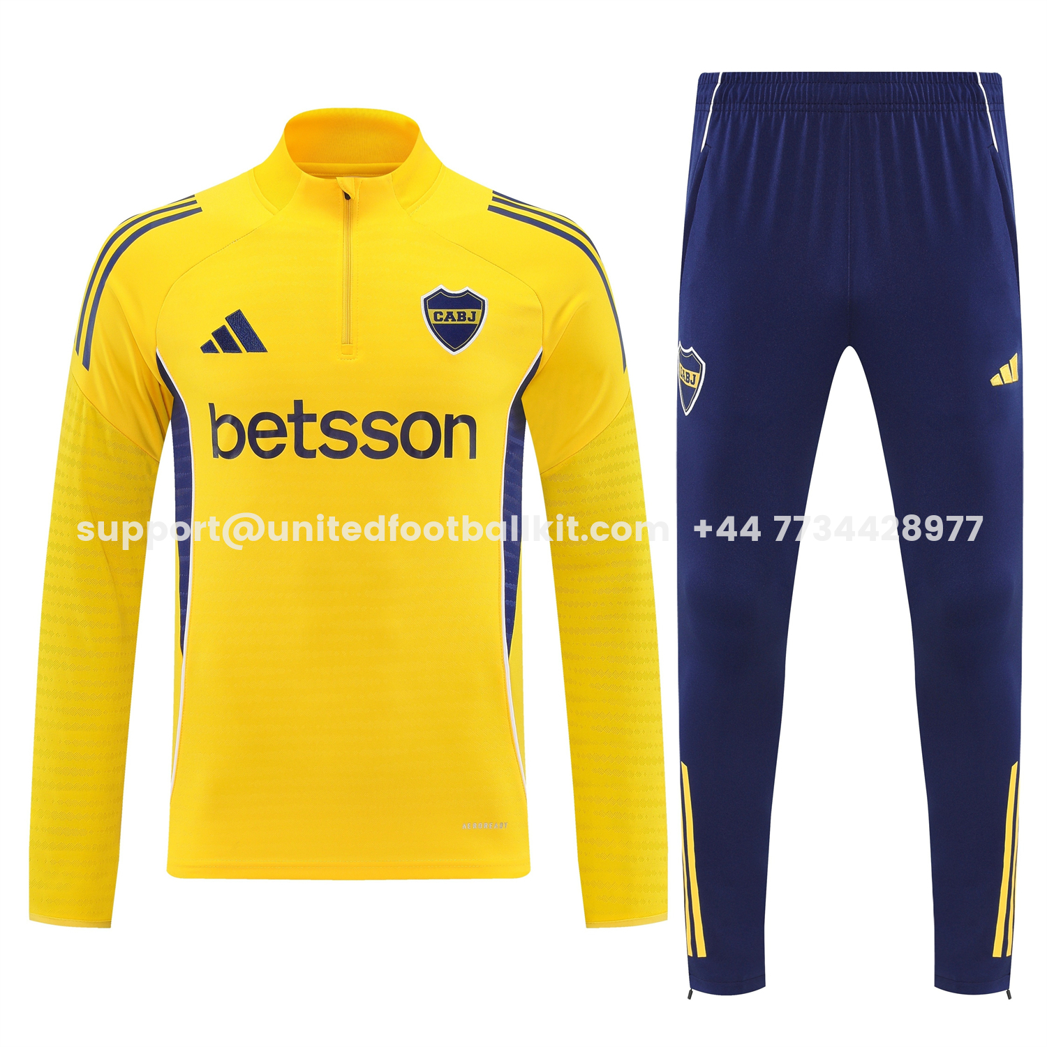 Unitedfootballkit.com | Boca Juniors 25-26 Long Sleeves Training Set - Yellow Top & Royal Blue Pants -Customize Name, Number and Patch | Worldwide Shipping