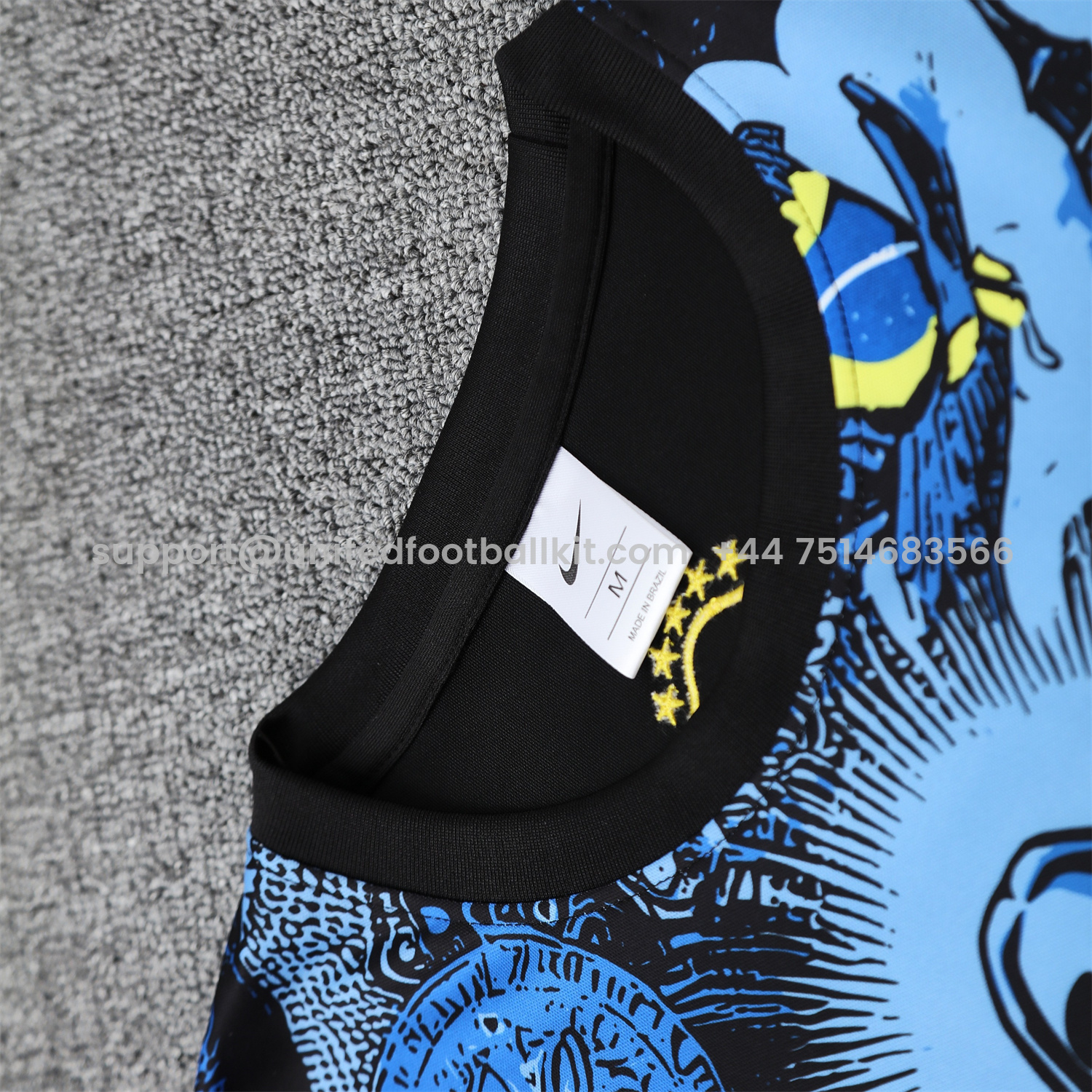 Unitedfootballkit.com | Brazil 25-26 Blue Jesus Statue Short-Sleeve Training Set - Blue Top & Black Shorts -Customize Name, Number and Patch | Worldwide Shipping