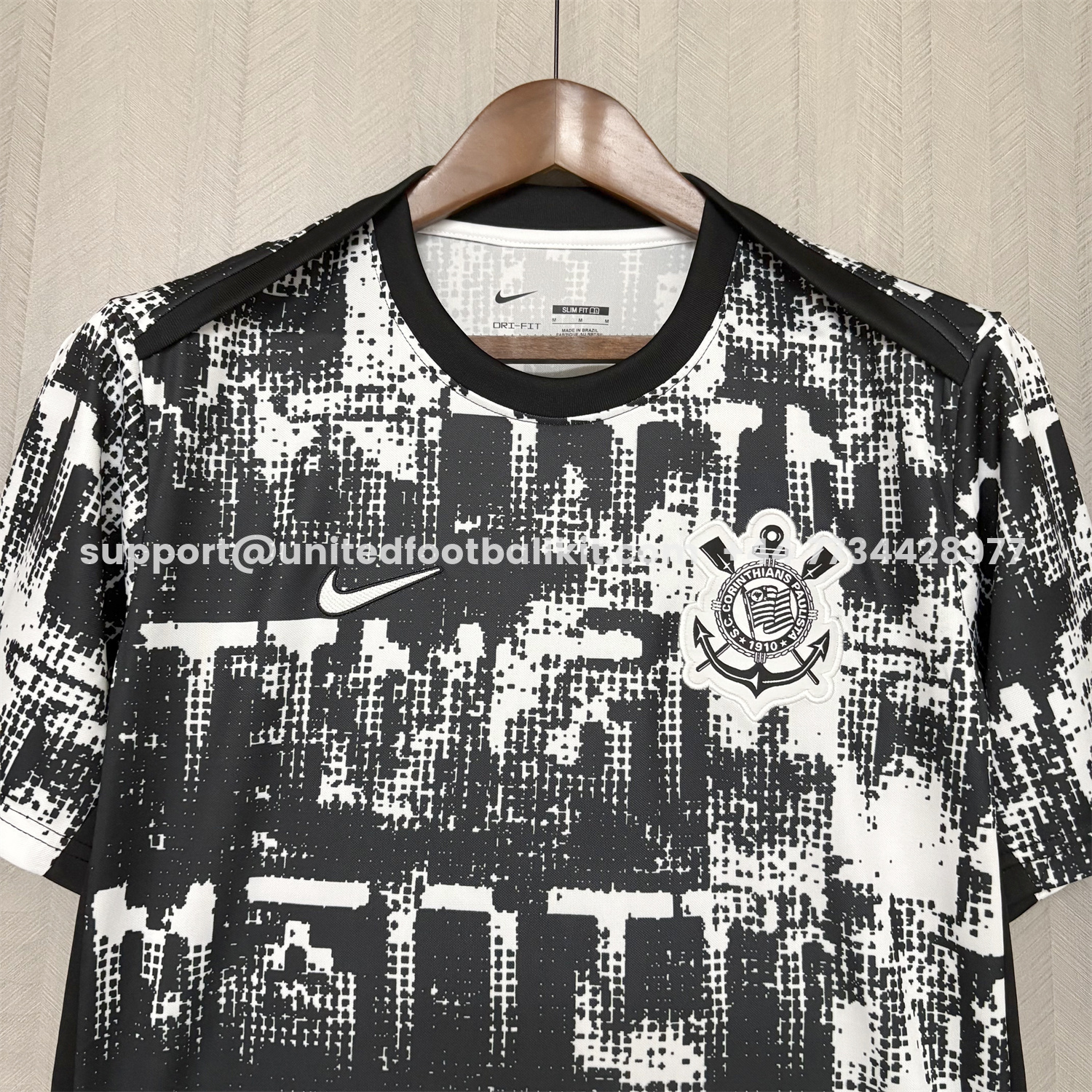 Unitedfootballkit.com | Corinthians 26-27 Black And White Pixels Jersey - Fans Version -Customize Name, Number and Patch | Worldwide Shipping