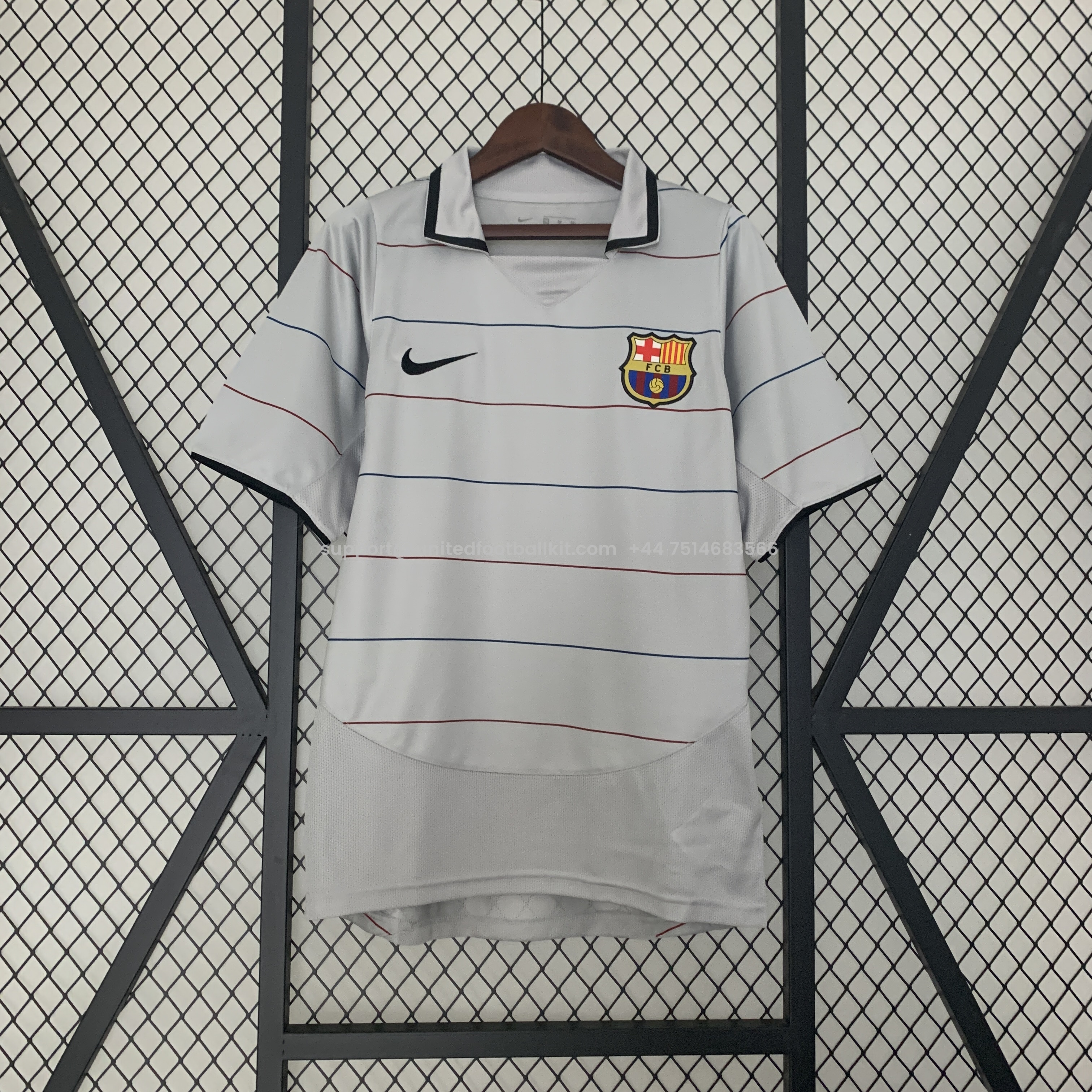 Unitedfootballkit.com | Retro Barcelona 03-04 Away Stadium Jersey -Customize Name, Number and Patch | Worldwide Shipping