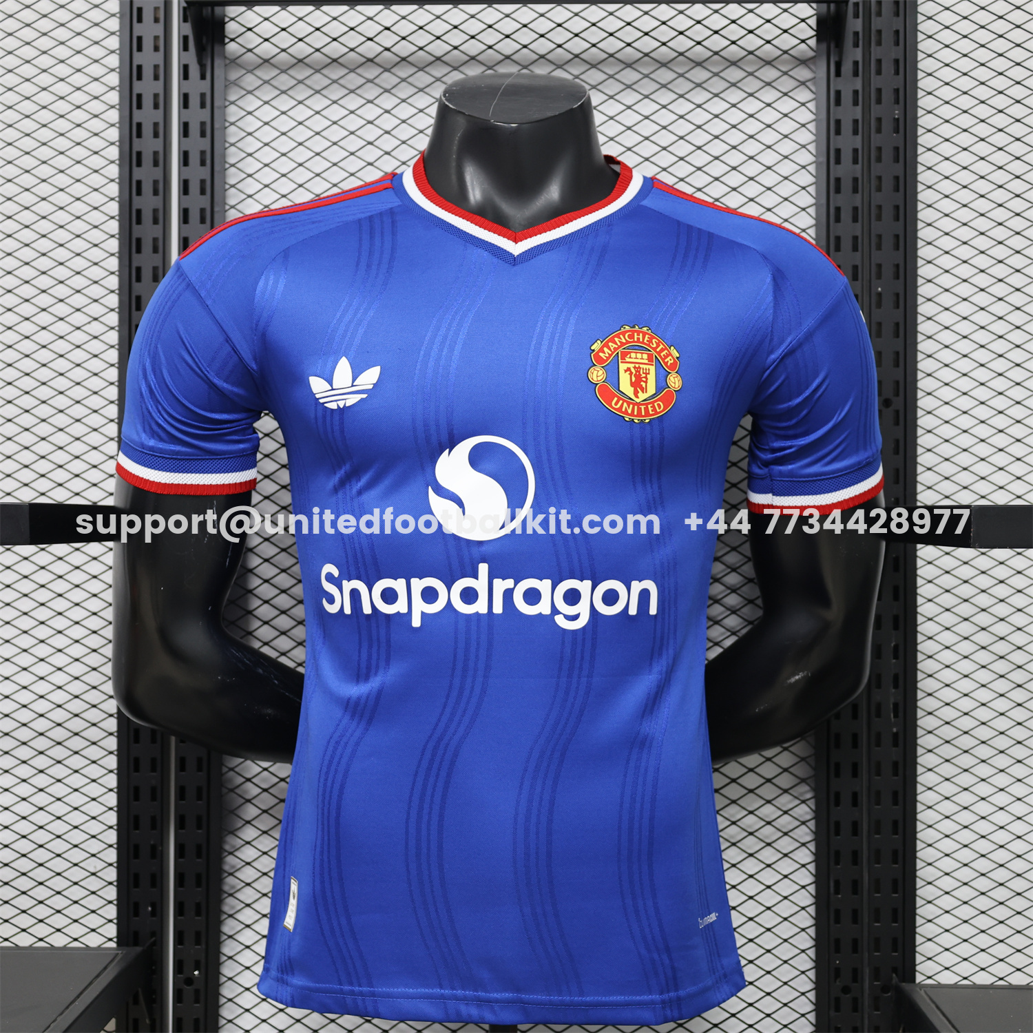 Unitedfootballkit.com | Manchester United 26-27 Snapdragon Blue Special Jersey - Player Version -Customize Name, Number and Patch | Worldwide Shipping