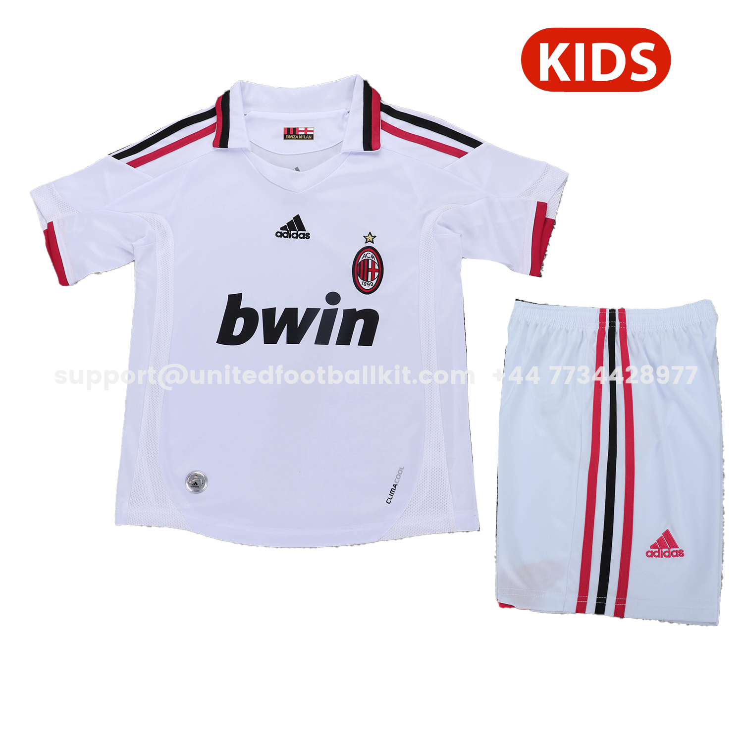 Unitedfootballkit.com | Retro AC Milan 2009-10 Home Kids Kit -Customize Name, Number and Patch | Worldwide Shipping