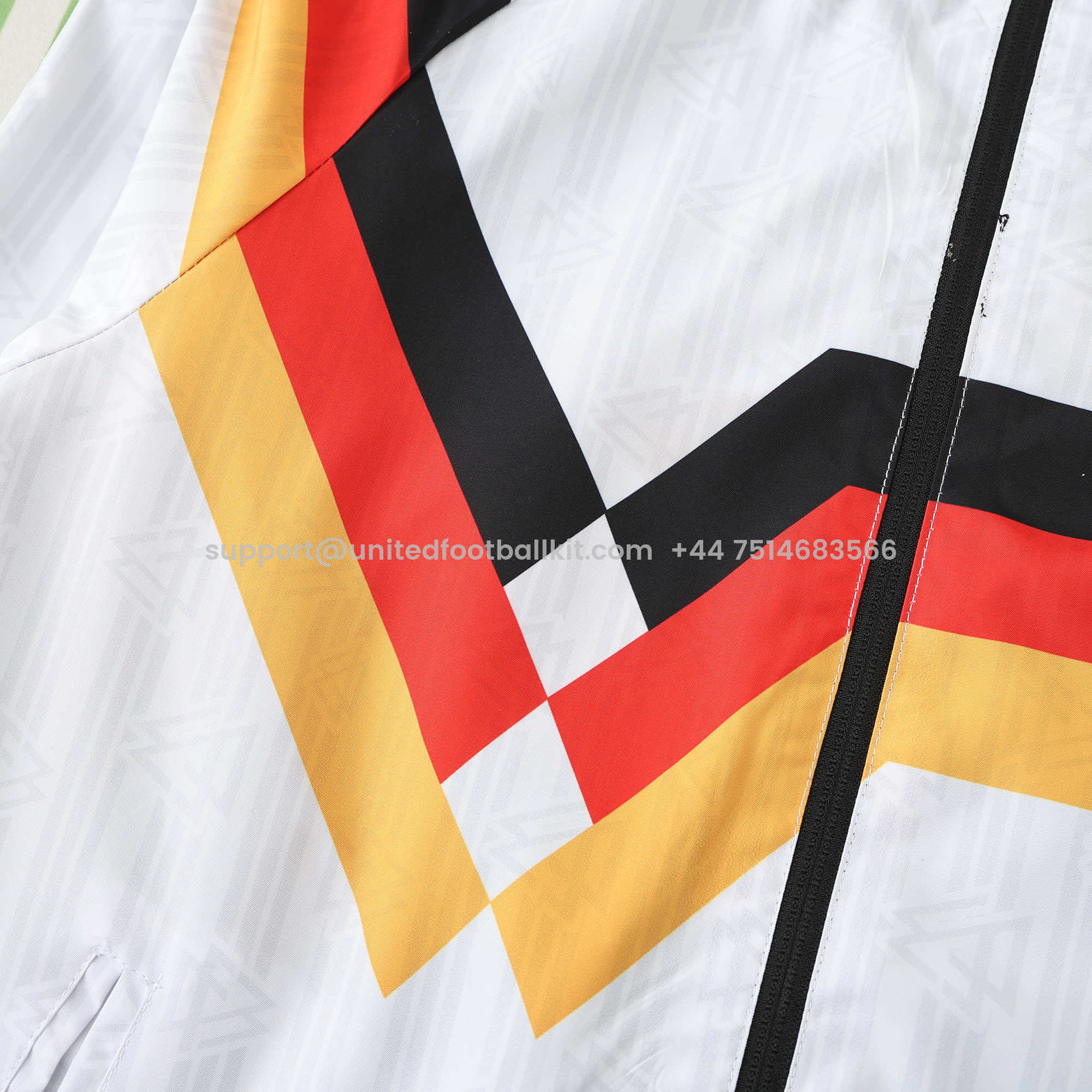 Unitedfootballkit.com | Retro Germany 1990 Double Sided Reversible Windbreaker - White & Black -Customize Name, Number and Patch | Worldwide Shipping