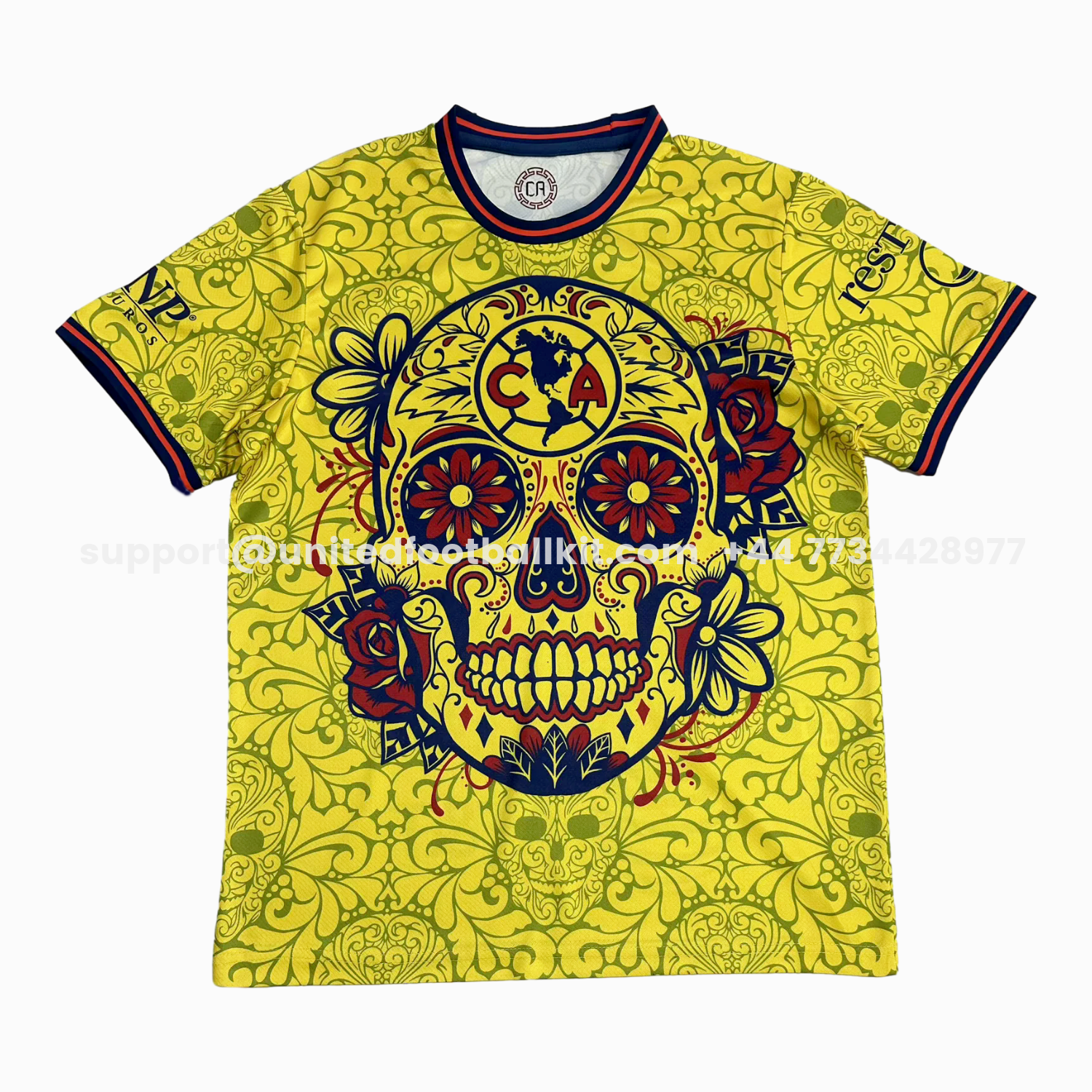 Unitedfootballkit.com | Club América 25-26 Día de Muertos Yellow Jersey - Fans Version -Customize Name, Number and Patch | Worldwide Shipping