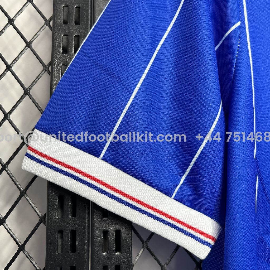 Unitedfootballkit.com | Retro Glasgow Rangers 1982-83 Home Stadium Jersey -Customize Name, Number and Patch | Worldwide Shipping
