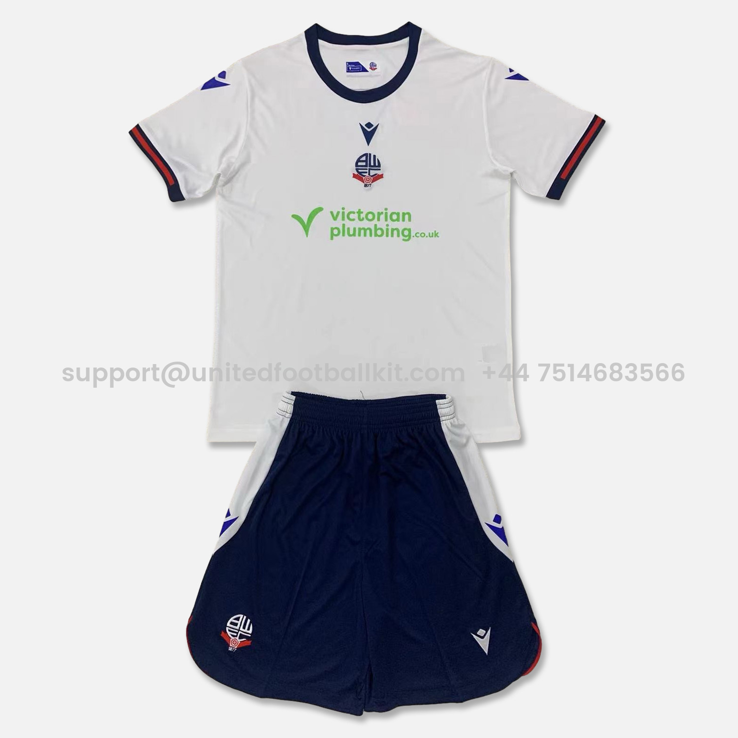 Unitedfootballkit.com | Bolton Wanderers 24-25 Home Kids Kit -Customize Name, Number and Patch | Worldwide Shipping