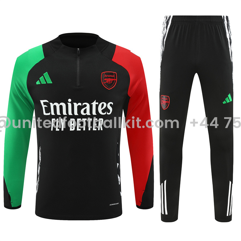 Unitedfootballkit.com | Arsenal 24-25 Long Sleeve Training Set - Black -Customize Name, Number and Patch | Worldwide Shipping
