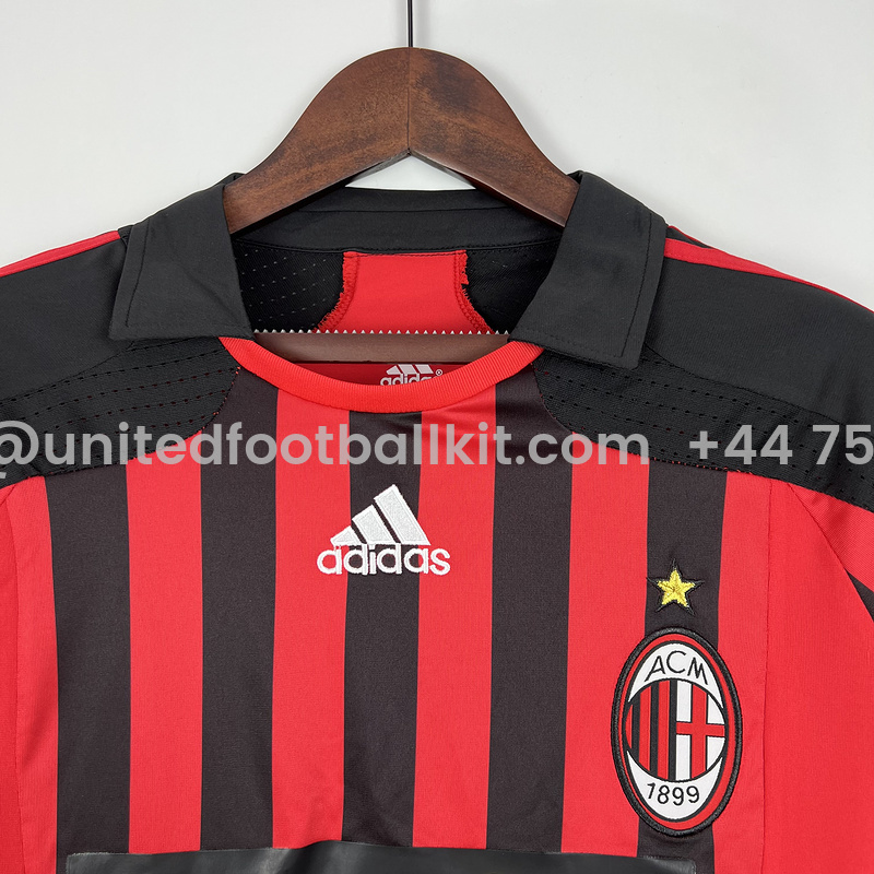 Unitedfootballkit.com | Retro AC Milan 2007-08 Home Long Sleeve Jersey -Customize Name, Number and Patch | Worldwide Shipping
